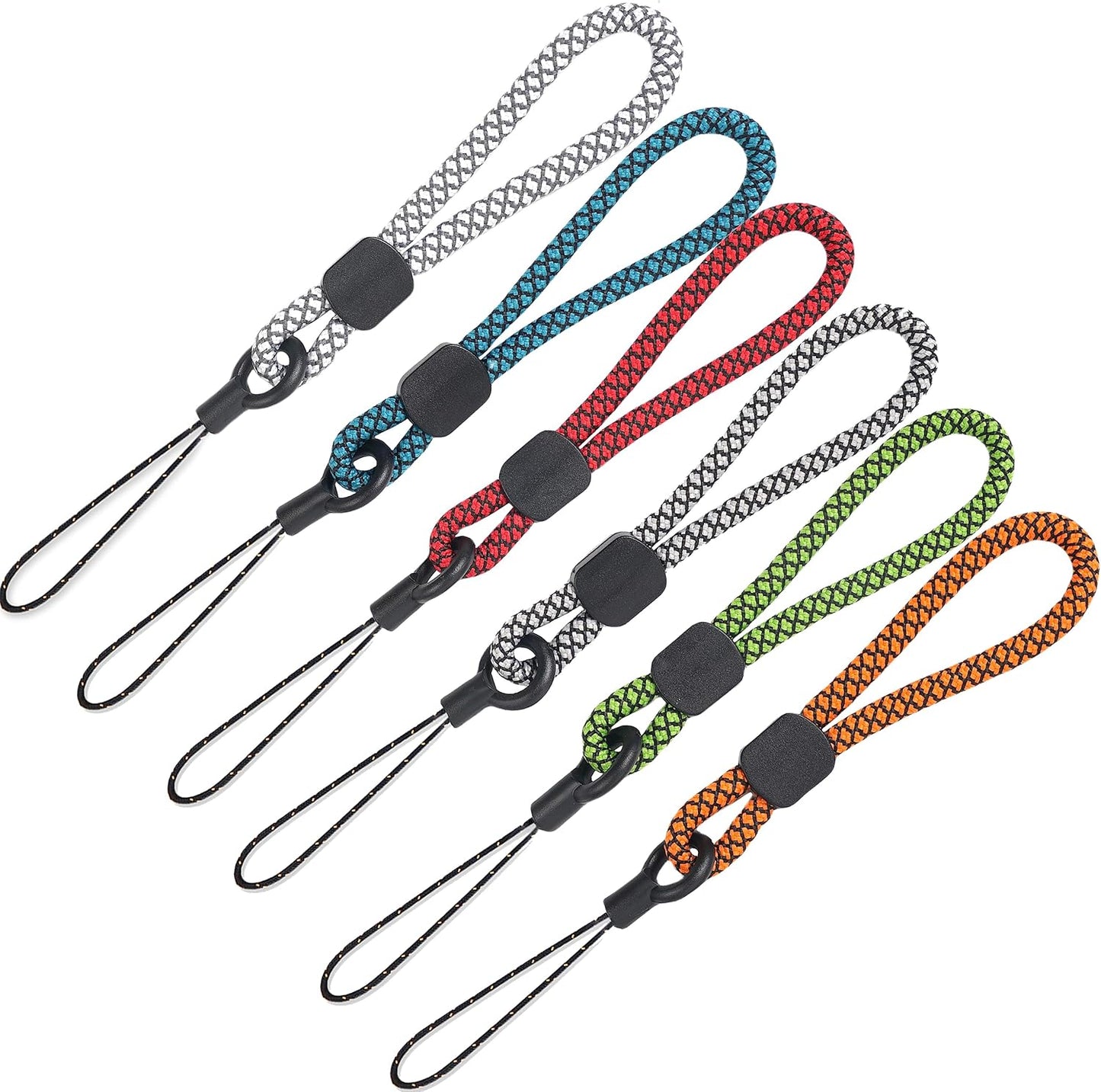 YOUOWO Lanyards Finger Small Strap 6 Pack Rope Small Wrist Lanyard For Phone Cases Keys Short Keychain USB ID Card Badge (6 Colors)