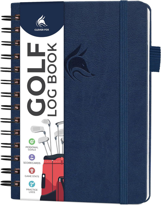 Clever Fox Golf Log Book – Small Training & Scorecard Journal – Pocket Notebook – Golf Practice Accessories & Gifts Ideas for Men (Dark Blue)