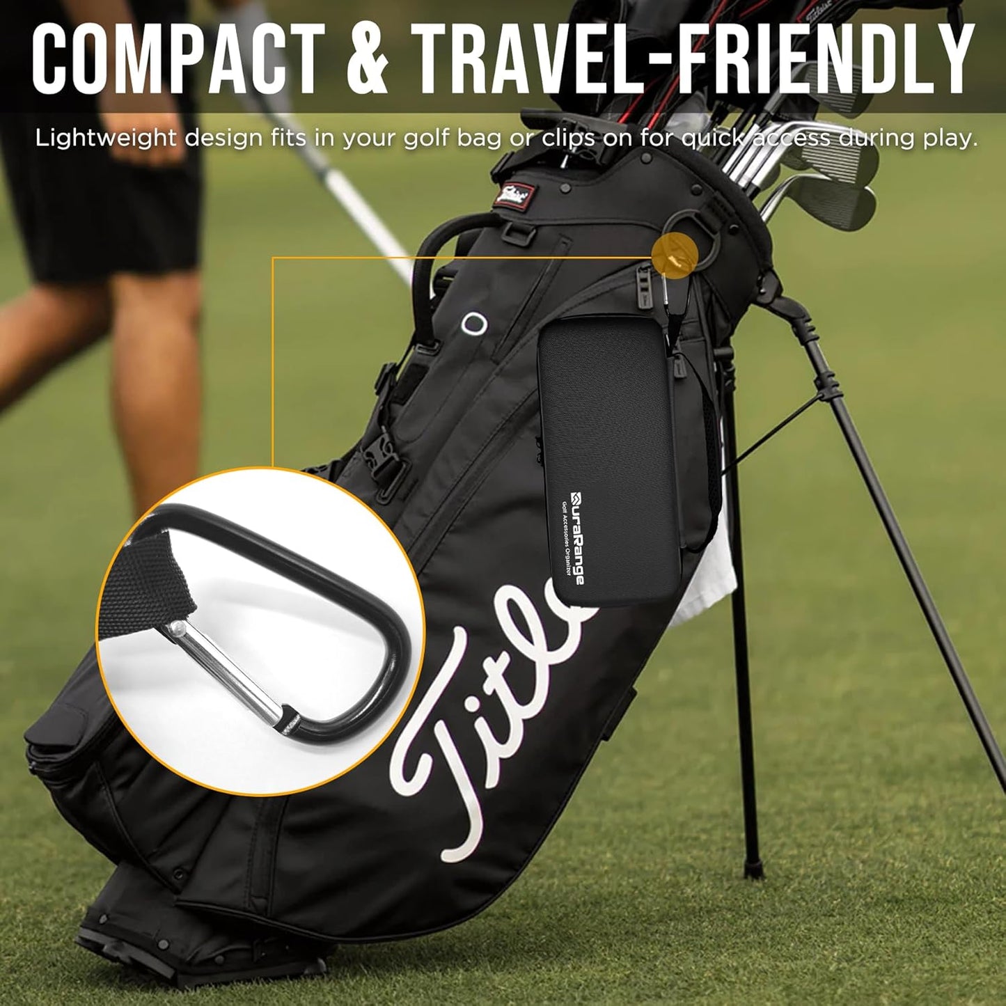 Golf Glove Holder Case with Glove Shaper - Portable Golf Accessories Organizer for Men & Women - Waterproof 900D Nylon, Large Capacity for Balls, Tees, Markers - Ideal Gift