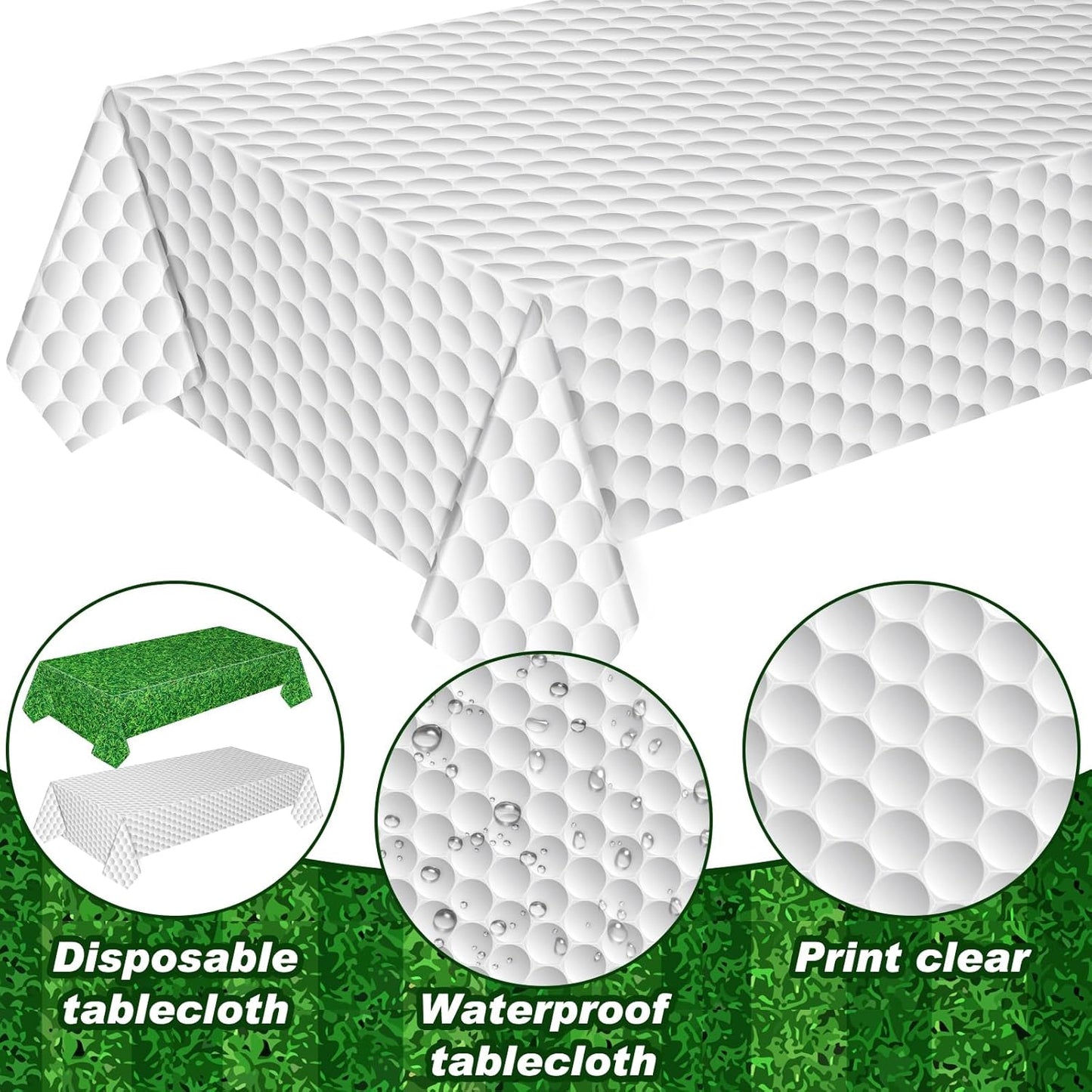 Mixweer 6 Pcs Golf Party Decorations 54 x 108 Inch Disposable Plastic Touchdown Table Cover for Golf Birthday Party Decorations