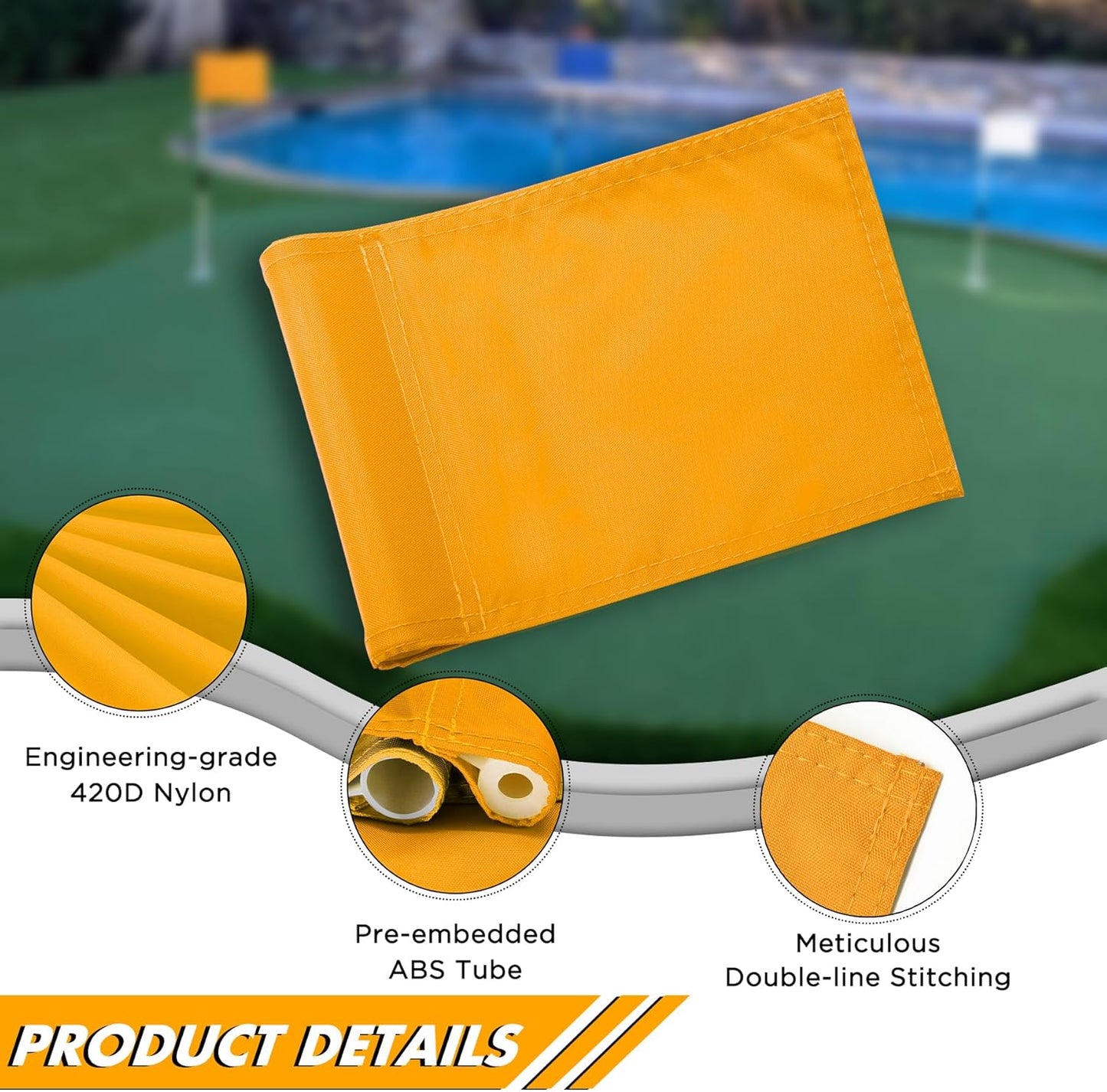 KINGTOP Solid Golf Flag All 8x6 Inch - 420D Nylon, Tube Inserted - Mini Putting Green Flags for Backyard Practice