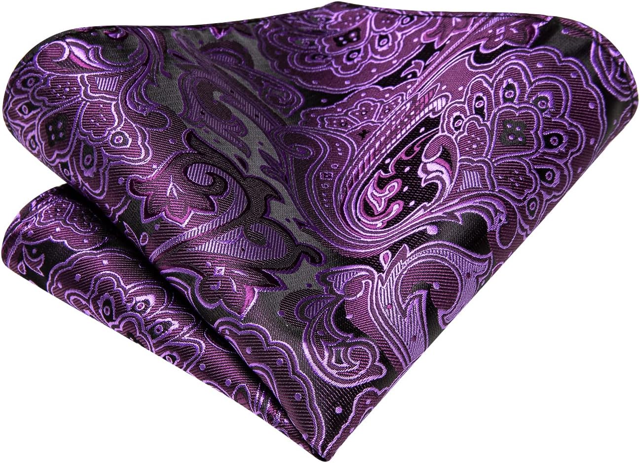 Hi-Tie Men 63inches Tie Set Extra Long Necktie Paisley Tie Pocket Suqare Cufflinks Big and Tall Men Tie