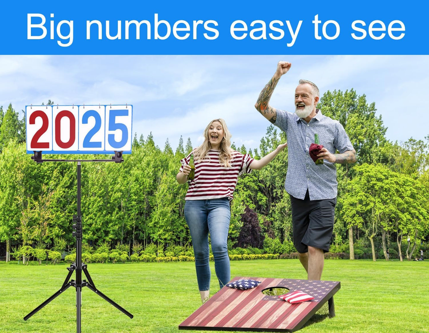 Purple River Manual Flip Scoreboard with Stand, Score Keeper for Outdoor/Indoor Games or Sports