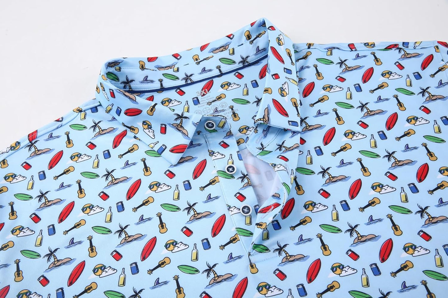 Alex Vando Mens Hawaiian Golf Shirt Moisture Wicking Digital Print Golf Shirts for Men