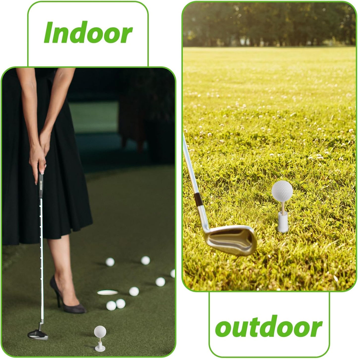 Golf Rubber Tee Holder Set for Driving Range 6 Set Golf Practice Mat Golfs Tees Practice for Golfs Hitting Mats Outdoor Indoor 1.5 Inch White Tee Holder for Hitting Mats Artificial Turf Golfe Mat