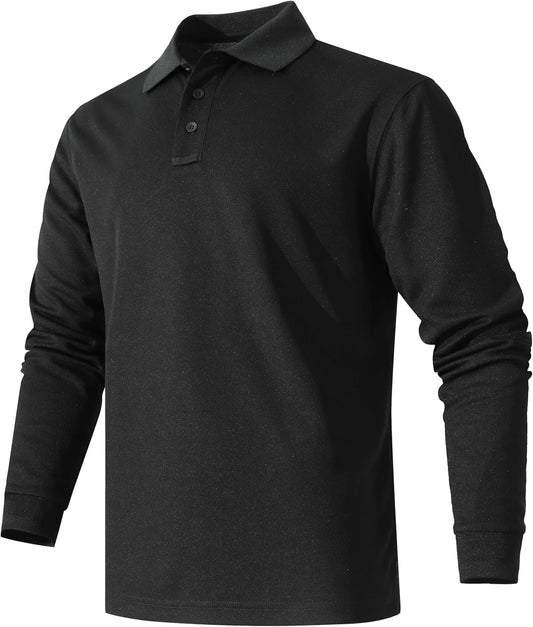 Men's Long Sleeve Polo Shirt Quick-Dry Performance Tactical Golf Shirts Regular-fit Jersey Tennis Shirt