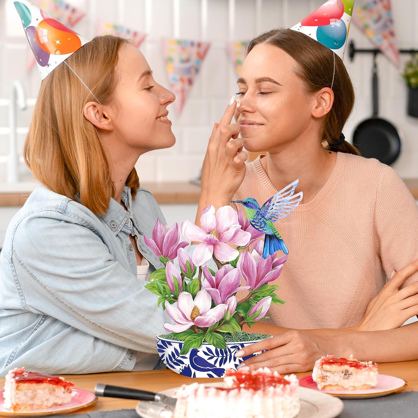 Airpark Pop Up Flower Card, 3D Greeting Card – Magnolia & Bird Design – For Mom, Friend – Ideal for Spring Birthday, Mother’s Day