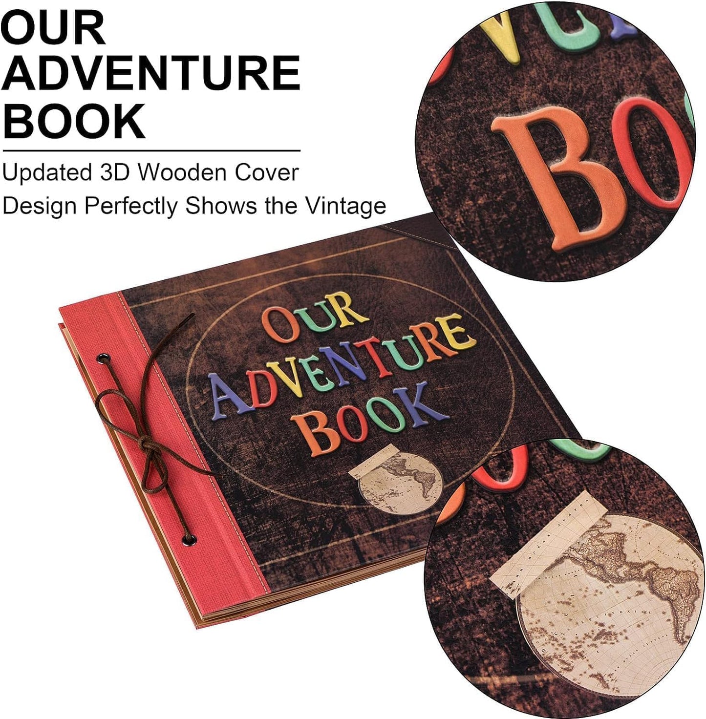 Adventure Book 12x12 Inch - Handmade Scrapbook Album for Travel, Wedding, Writing - 60 Pages DIY Memory Album - Perfect for Anniversary, Friends, Family, and Couple Gifts (12in-Adventure Book)