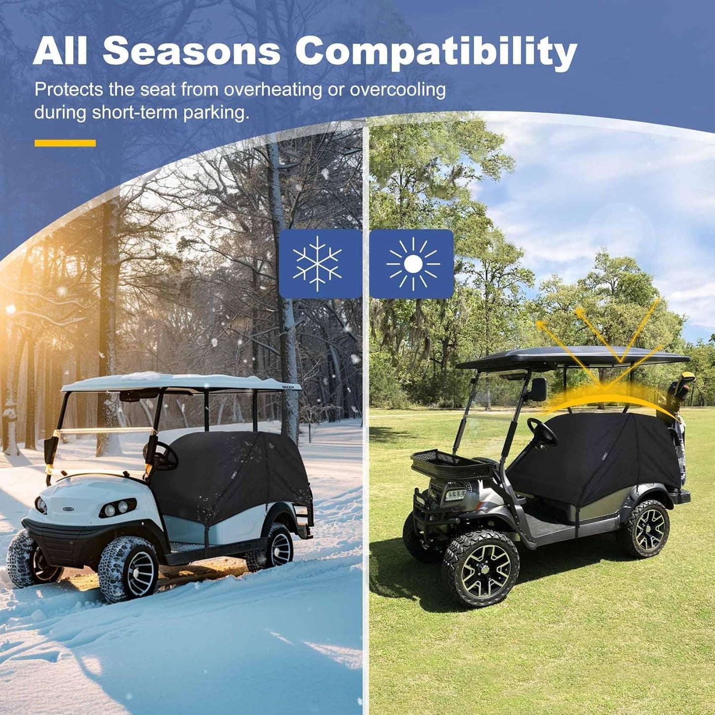 Explore Land Waterproof Golf Cart Seat Cover for 2+2 Passenger UV Resistant Seat Protector - Universal Fit for Most Golf Carts