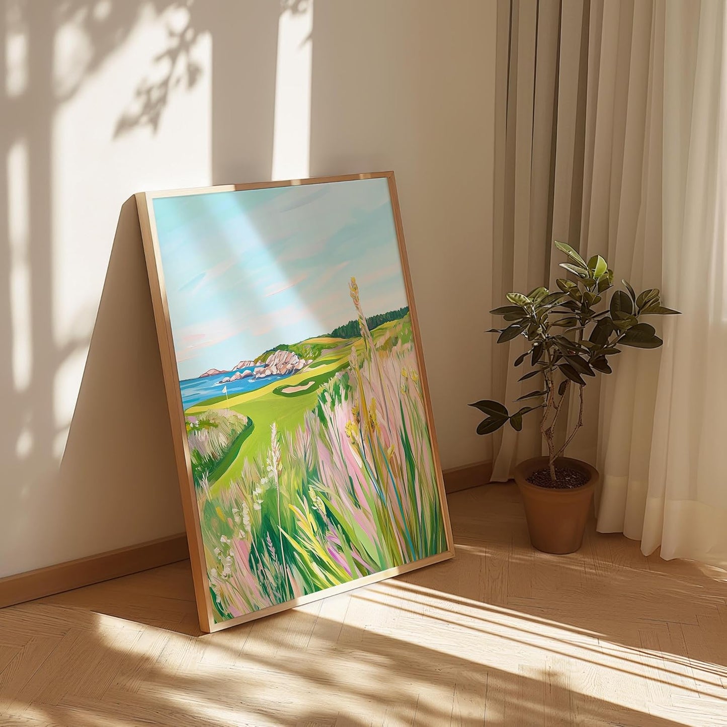 Golf Course Floral Pastel Art Print Posters - Premium Giclee Fine Art Prints - Golf Course Home Decor Posters, Golfer Art Prints for Home and Office Decor - Vintage Aesthetic, Ready to Frame