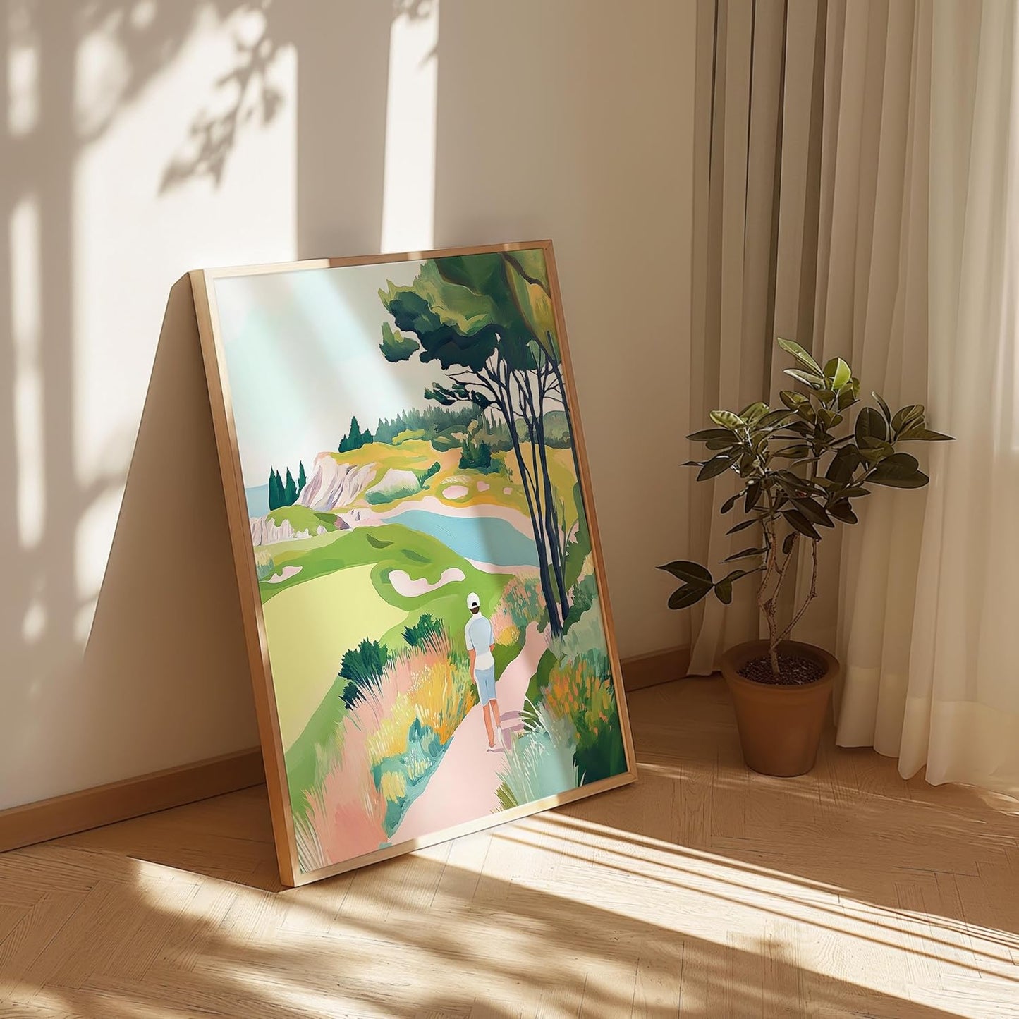 Golf Course Floral Pastel Art Print Posters - Premium Giclee Fine Art Prints - Golf Course Home Decor Posters, Golfer Art Prints for Home and Office Decor - Vintage Aesthetic, Ready to Frame