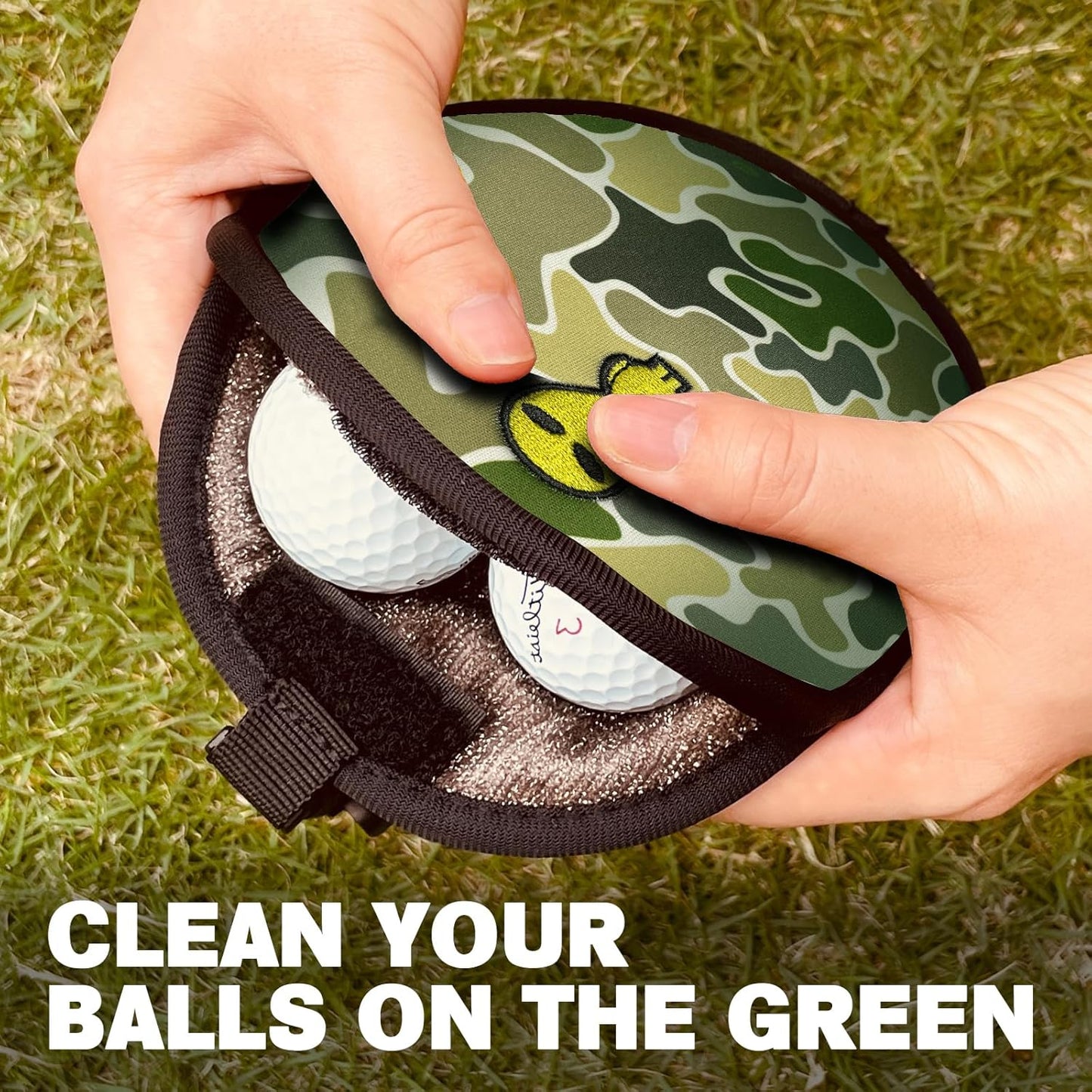 Golf Club Cleaner & Ball Cleaning Bag,Original Three-Layer Fabric Waterproof Technology,Golfer's Ultimate Green Clean Scrub Equipment Accessories,Removable Clips to Support Machine Washing