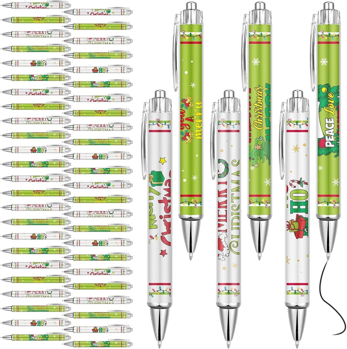 48 Christmas Green Master Pens Bulk Christmas Funny Ballpoint Pen Christmas Party Favors Black Ink Retractable Cute Cartoon Pen Christmas Accessories For School Office Supplies Gifts Rewards