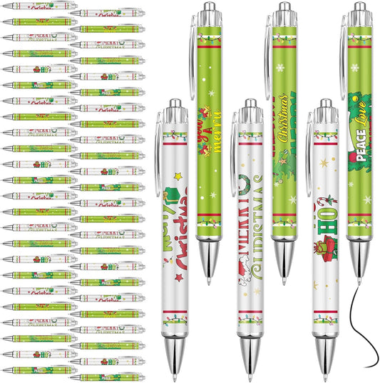 48 Christmas Green Master Pens Bulk Christmas Funny Ballpoint Pen Christmas Party Favors Black Ink Retractable Cute Cartoon Pen Christmas Accessories For School Office Supplies Gifts Rewards