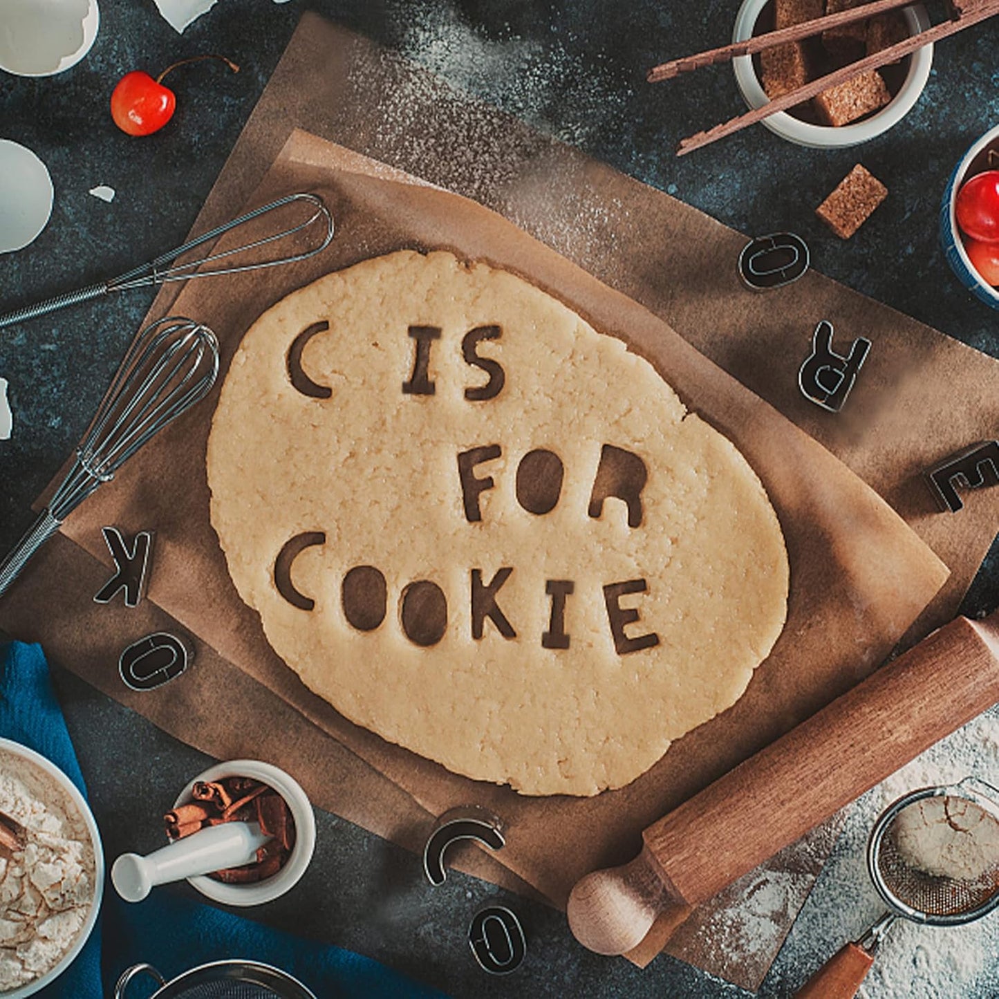 26PCS Alphabet Letters Cookie Cutters Set, DIY Alphabet Cake&Cookie, Stainless Steel Cookie Cutters for Baking, Letters Shaped Baking Tool for Homemaking Biscuits, Cookie, Dough