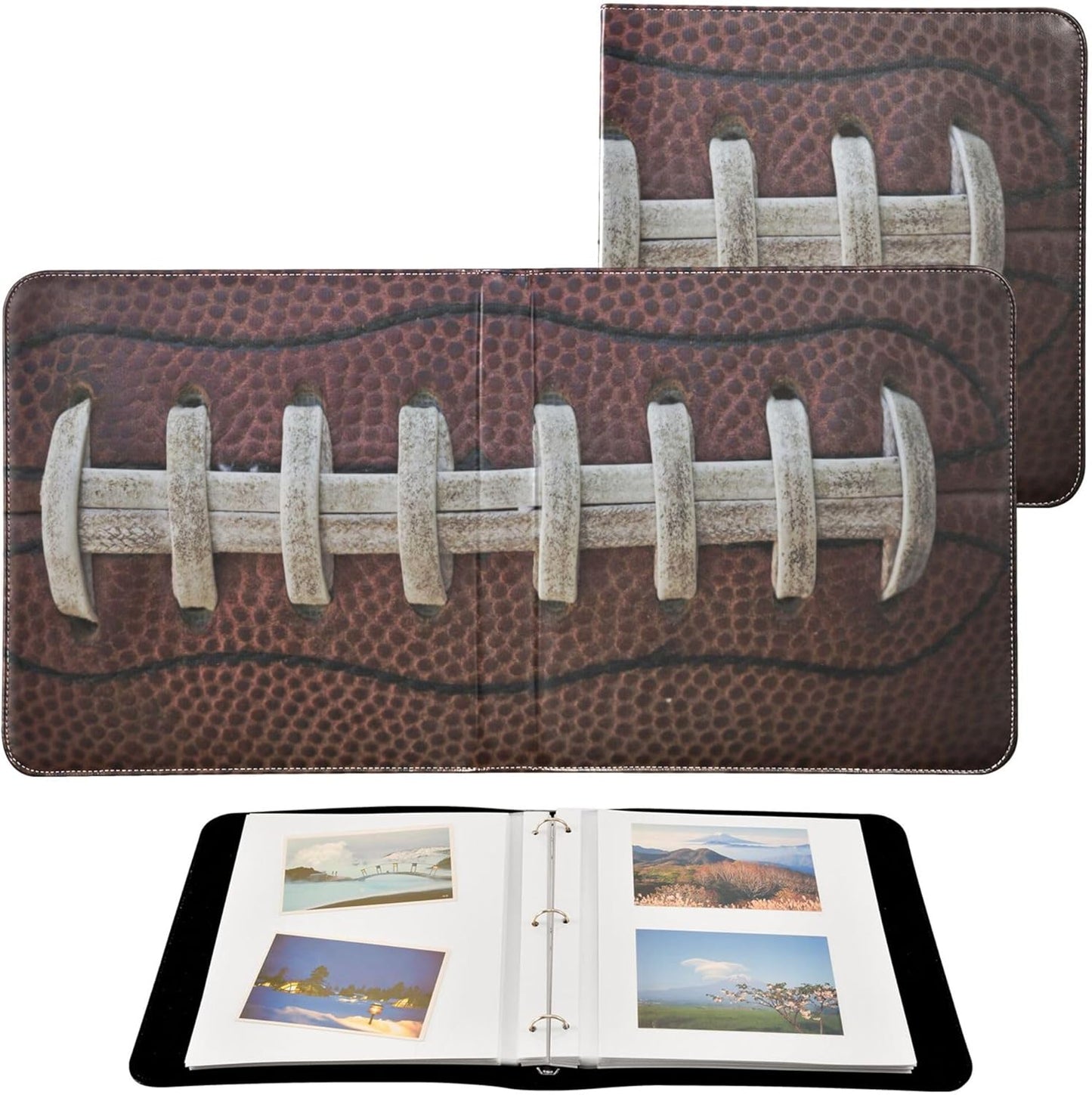 Fisyme American Football Laces Photo Album Self Adhesive DIY Scrapbook Album for 2x3 4x6 5x7 6x8 Pictures 20 Pages Memory Book for Family Wedding