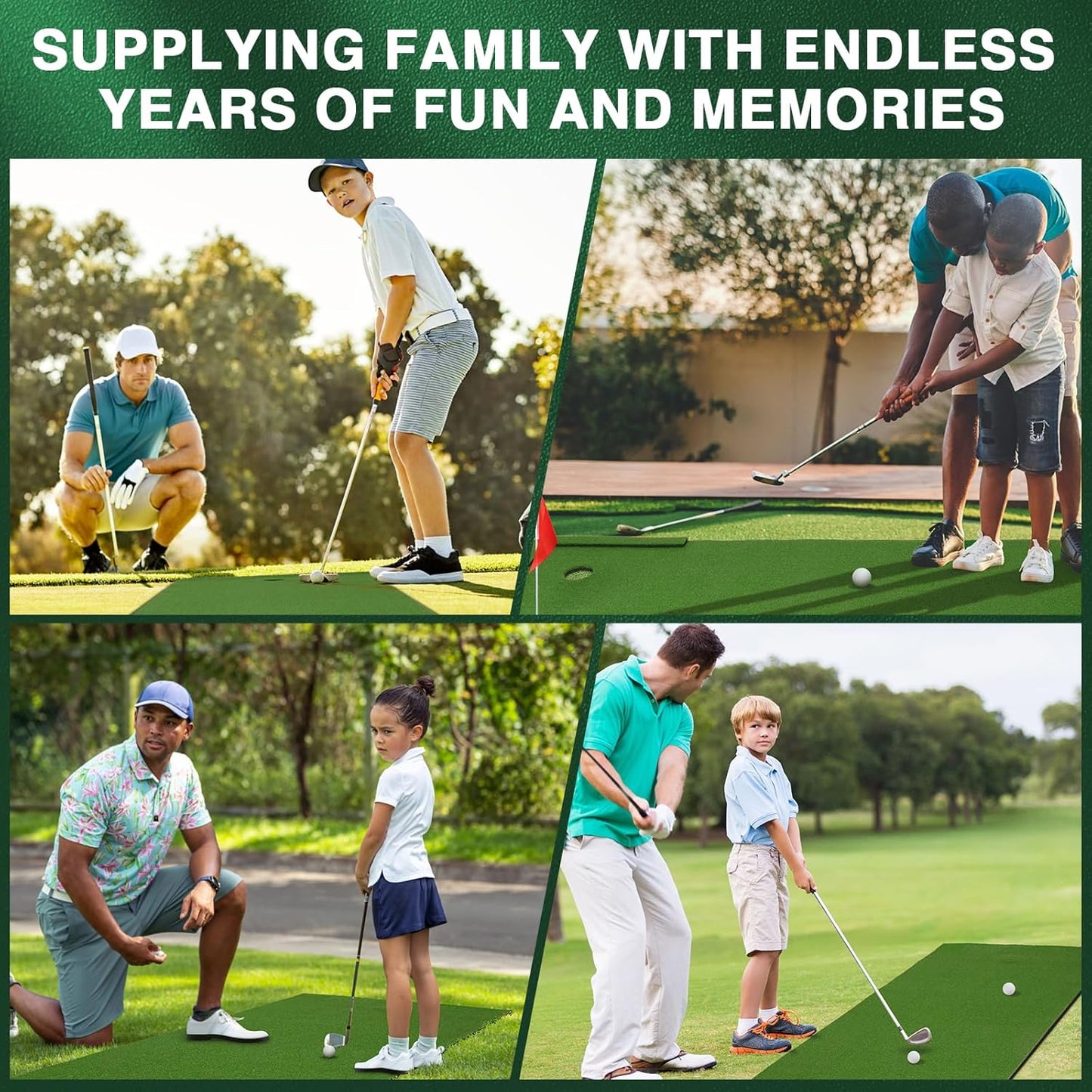 Wekin Golf Putting Green Mat Indoor,3x10ft Thickening Outdoor Portable Golf Game Set Training Turf with Side Border,Movable Cup for Home Backyard Office