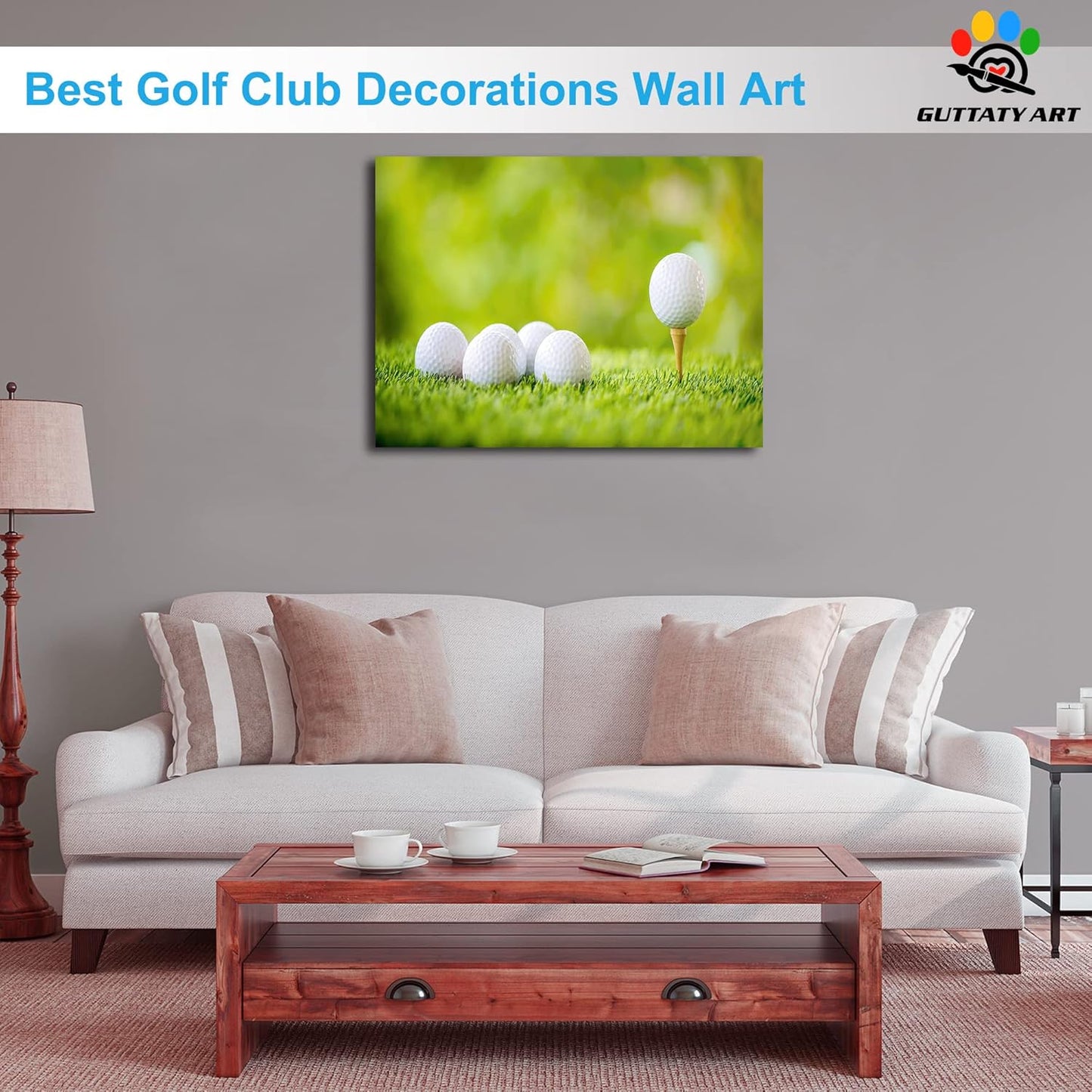 Canvas Wall Art, Golf Wall Art Painting Prints for Living Room Wall Decor, Golf Balls Close Up Detail Poster Picture for Bedroom Decor, Framed Artwork for Office Home Decoration 18x24 Inches