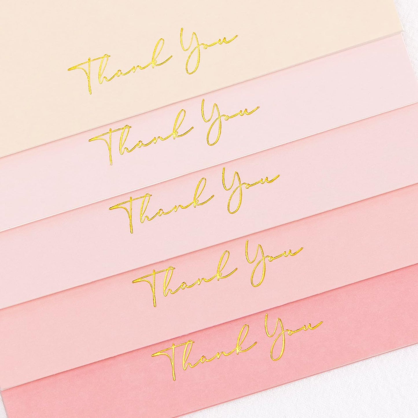 Crisky Pink Thank You Cards with Envelopes & Stickers， 50 Pack Bridal Shower Graduation Thank You Cards Small Business, Wedding Baby Shower Birthday Funeral Notes Bulk