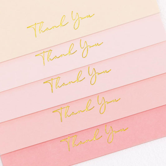 Crisky Pink Thank You Cards with Envelopes & Stickers， 50 Pack Bridal Shower Graduation Thank You Cards Small Business, Wedding Baby Shower Birthday Funeral Notes Bulk