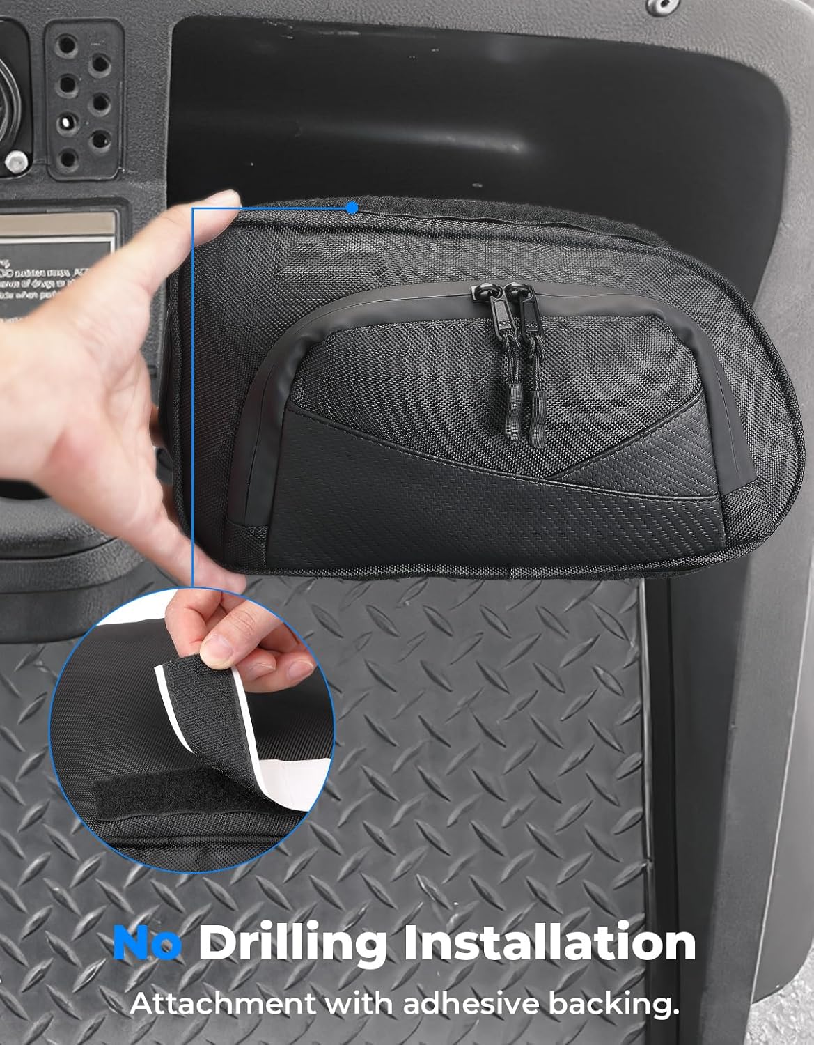 KEMIMOTO Golf Cart Dash Storage Bag Compatible with EZGO TXT 1993-2013 Dashboard,1680D Waterproof No-Drill Dash Organizer with Dual Zippers