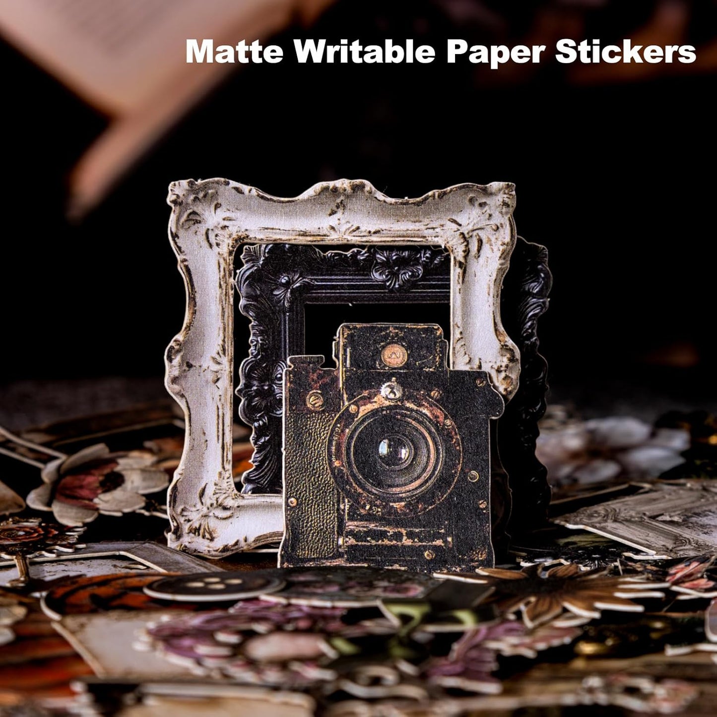 Retro Journal Sticker Set, 100PCS Vintage Precut Designs Featuring Florals, Keys, Frames, Butterflies and Ephemera Elements for Scrapbook and Collage Art