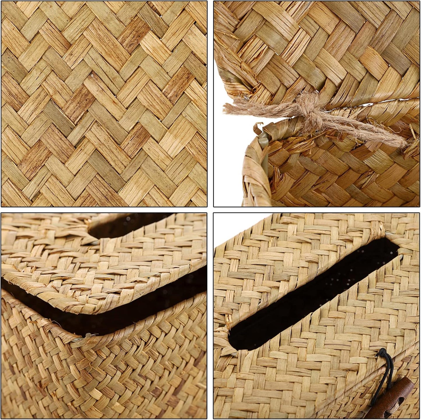 Sumnacon Tissue Box Cover Rectangle Tissue Box Seagrass Tissue Box Holder Woven Tissue Holder Decorative Tissue Cover for Bathroom Tissue Box Cover Rectangular for Home Office Table Yellow