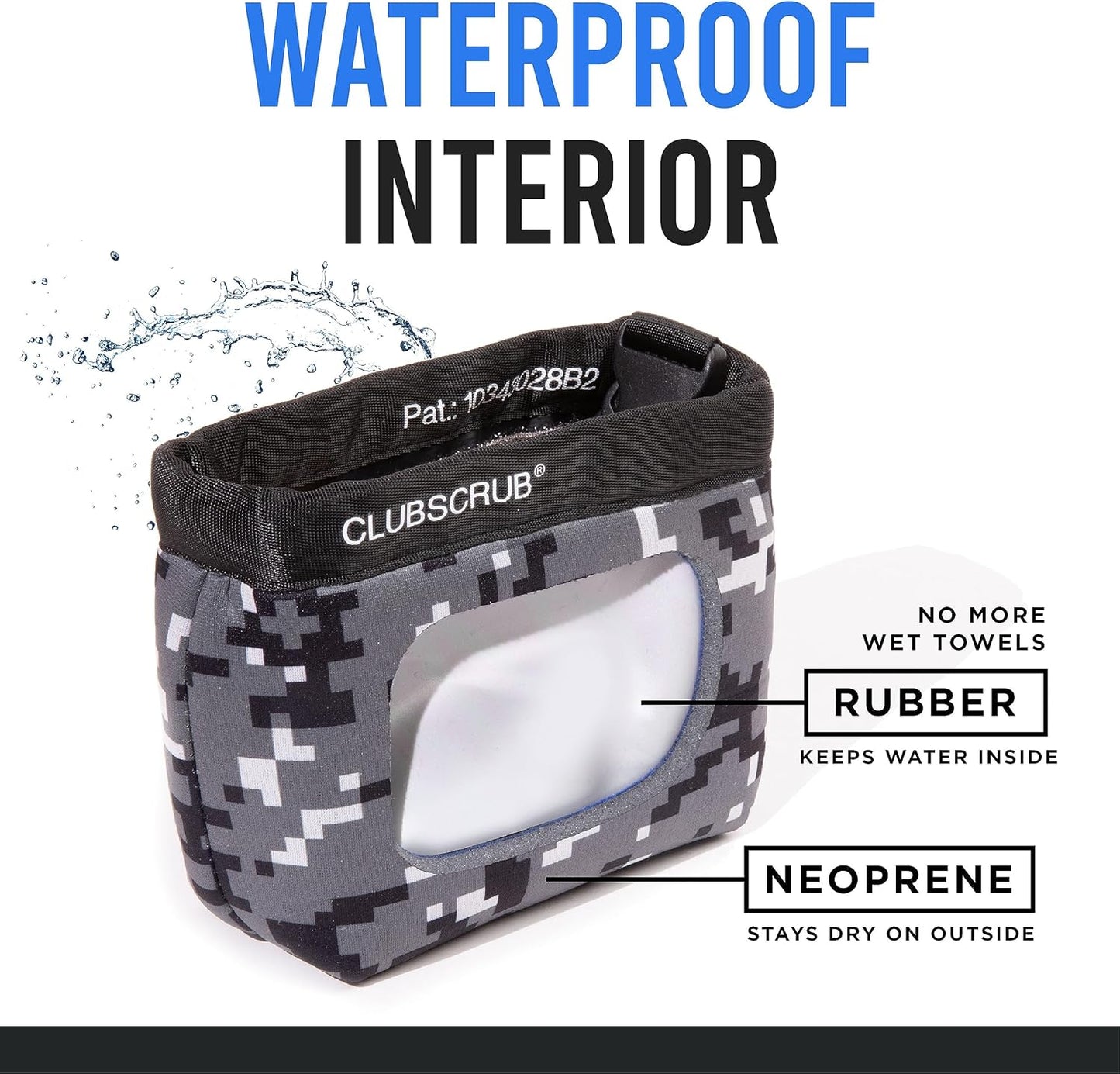 Club Scrub Golf Club and Golf Ball Cleaning Bag, Waterproof Clean Face Technology Liner, Detachable Clip, Machine Washable, Cleans Club Grooves, Dry Exterior (Neoprene or Microfiber Option Available)