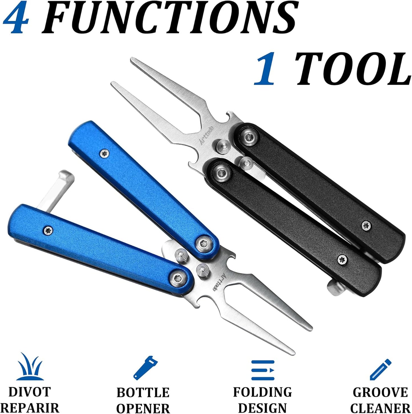 Golf Divot Repair Tool, Stainless Steel Foldable Divot Tool & Golf Divot Tool with Bottle Opener, Golf Accessories for Men and Women