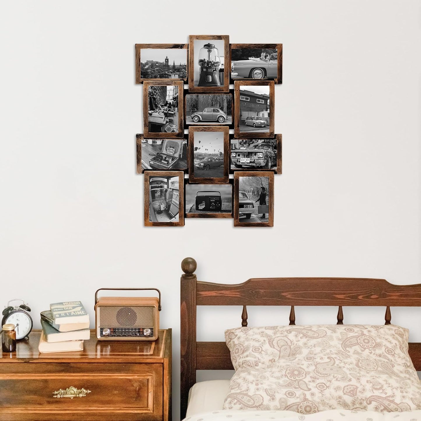 Jerry & Maggie 12 Opening Collage Photo Frame Rustic 23×18 Retro Bronze Finish PVC Picture Frames Selfie Gallery Collage Wall Hanging For 6×4 Photo, Golden