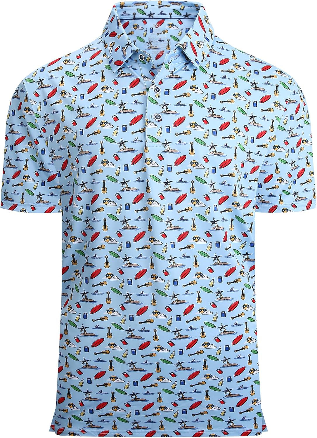 Alex Vando Mens Hawaiian Golf Shirt Moisture Wicking Digital Print Golf Shirts for Men