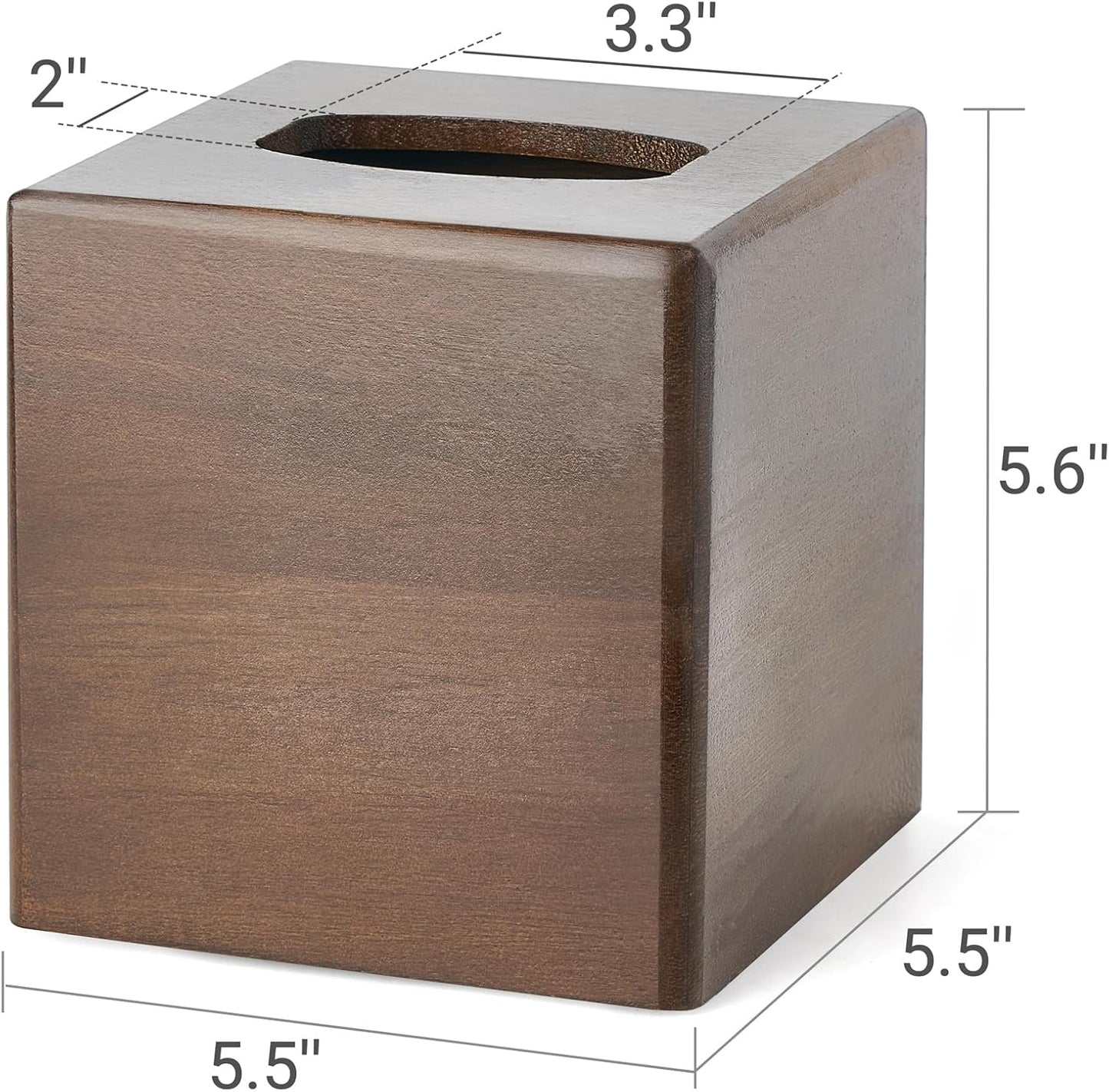 Mkono Tissue Box Cover Square Open-Bottom Wood Tissue Box Holder Decorative Facial Cube Organizer Modern Farmhouse Decor for Bathroom Bedroom Dresser Living Room Office Dorm, Dark Brown