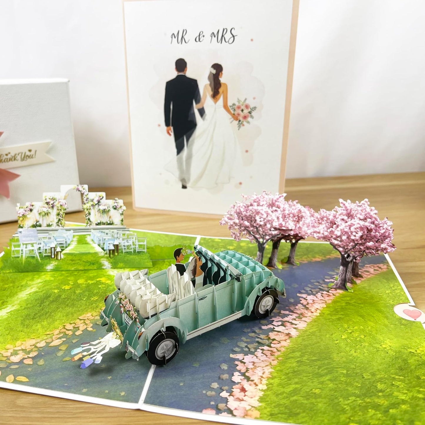 3D Wedding Popup Card - Handmade Bride & Groom Paper Art for Wedding, Engagement, Anniversary, Bridal Shower - Unique Greeting Card Gift for Couple, Husband, Wife, Newlyweds