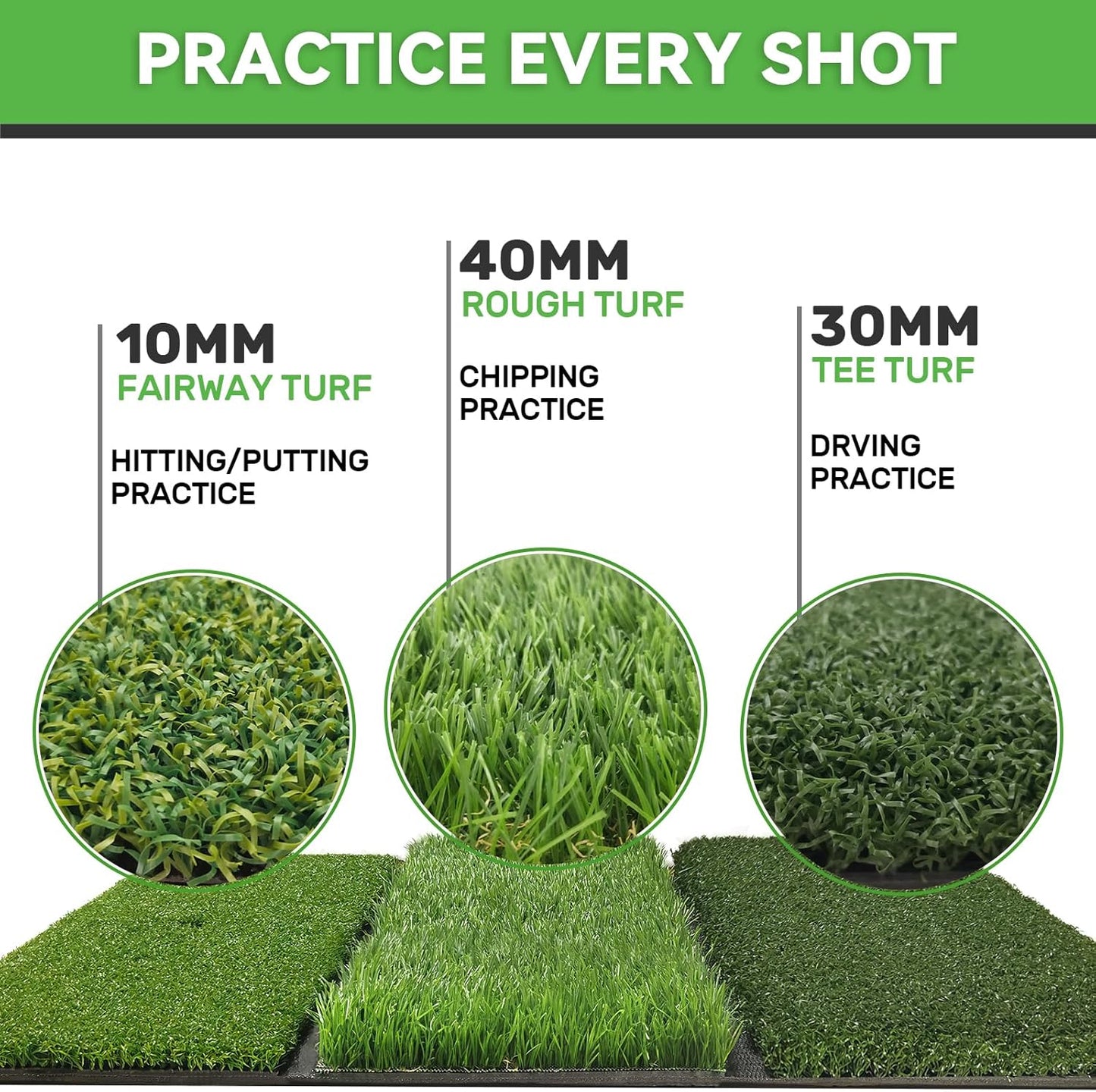 Golf Hitting Mat, Golf Training Mat for Swing Path Feedback Detection Batting,Extra Replaceable Golf Practice Mat 16"x12", Golf Gifts for Men Women for Home Indoor Outdoor