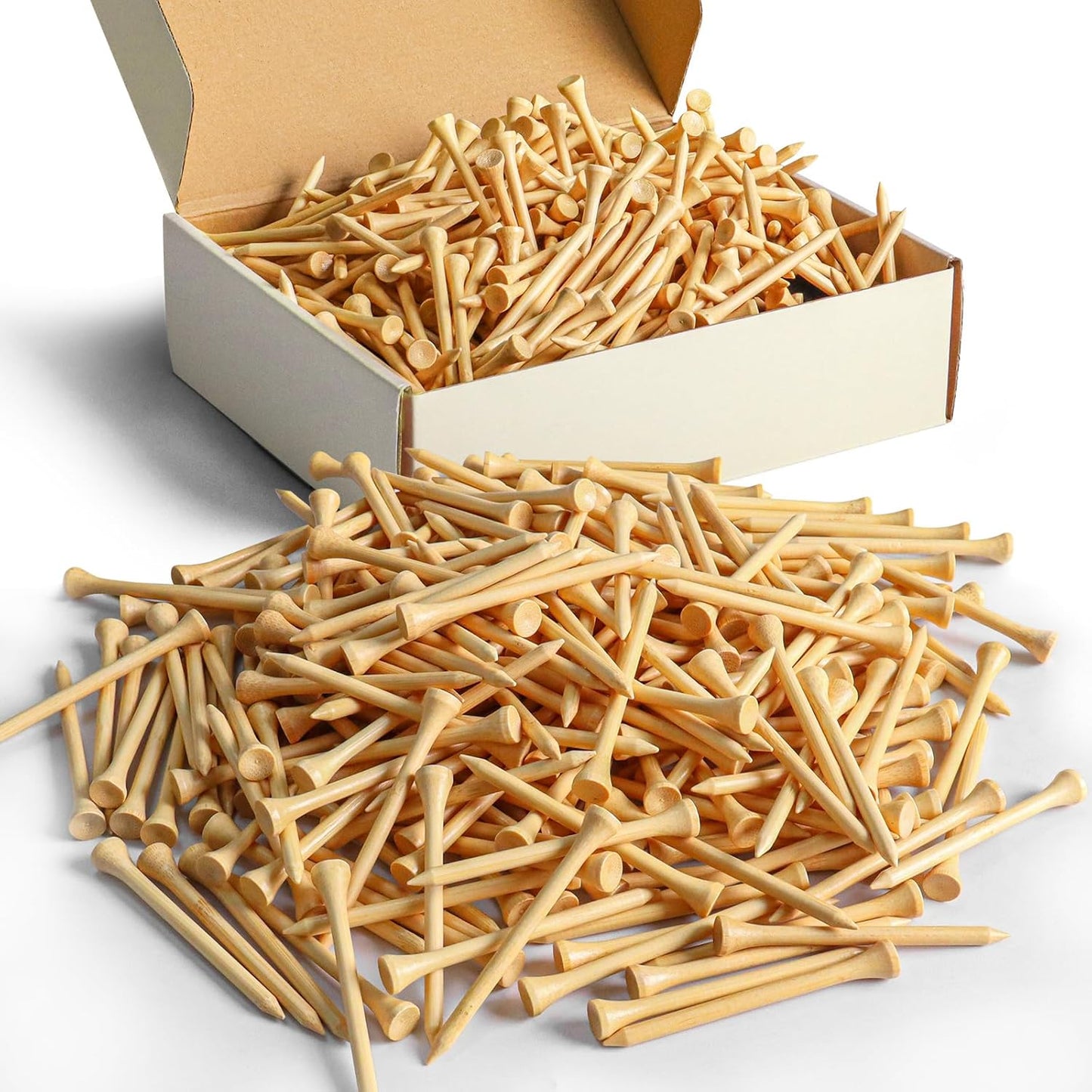 FINGER TEN Bamboo Golf Tees Wood 1 1/2 2 3/4 3 1/4 Inch Wooden Short Long Tee Color Bulk 250/500/1000/2000 Count for Men Women Kids in Red Pink USA Flag