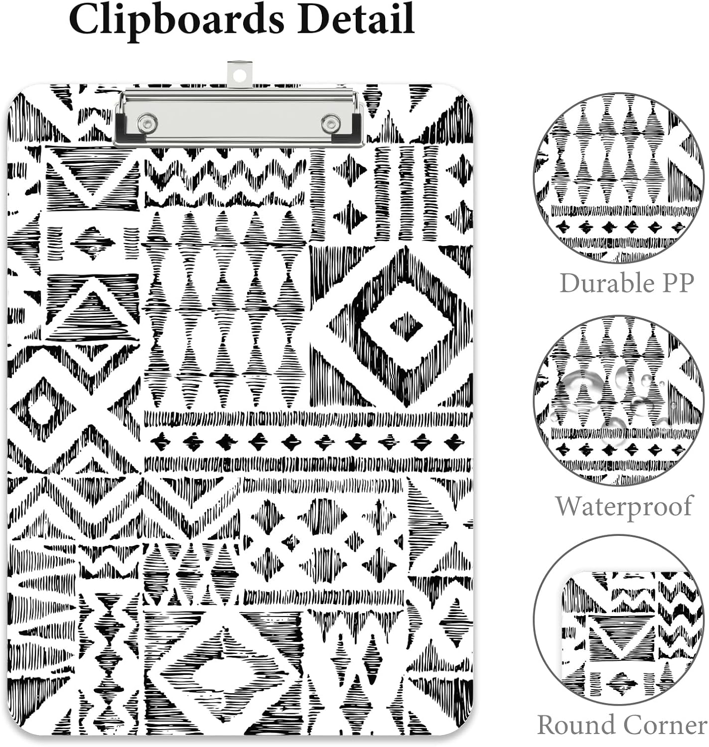 Rimilak Plastic Clipboards with Metal Clip, A4 Letter Size 9 x 12.5 in, Office Decorative for Students Women Men and Kids, Cute Custom Pattern, Abstract Diamond