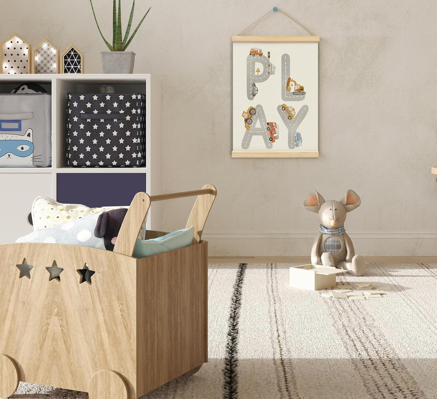 KDHTY Toddler Boy Room Decor,Cars Decor for Boys Room,Playroom Wall Decor Canvas Hanging Banner,Nursery Toddler Room Decor Kids Playroom Art,Reading Corner Decor,12 x 16 Inch,Set of 2