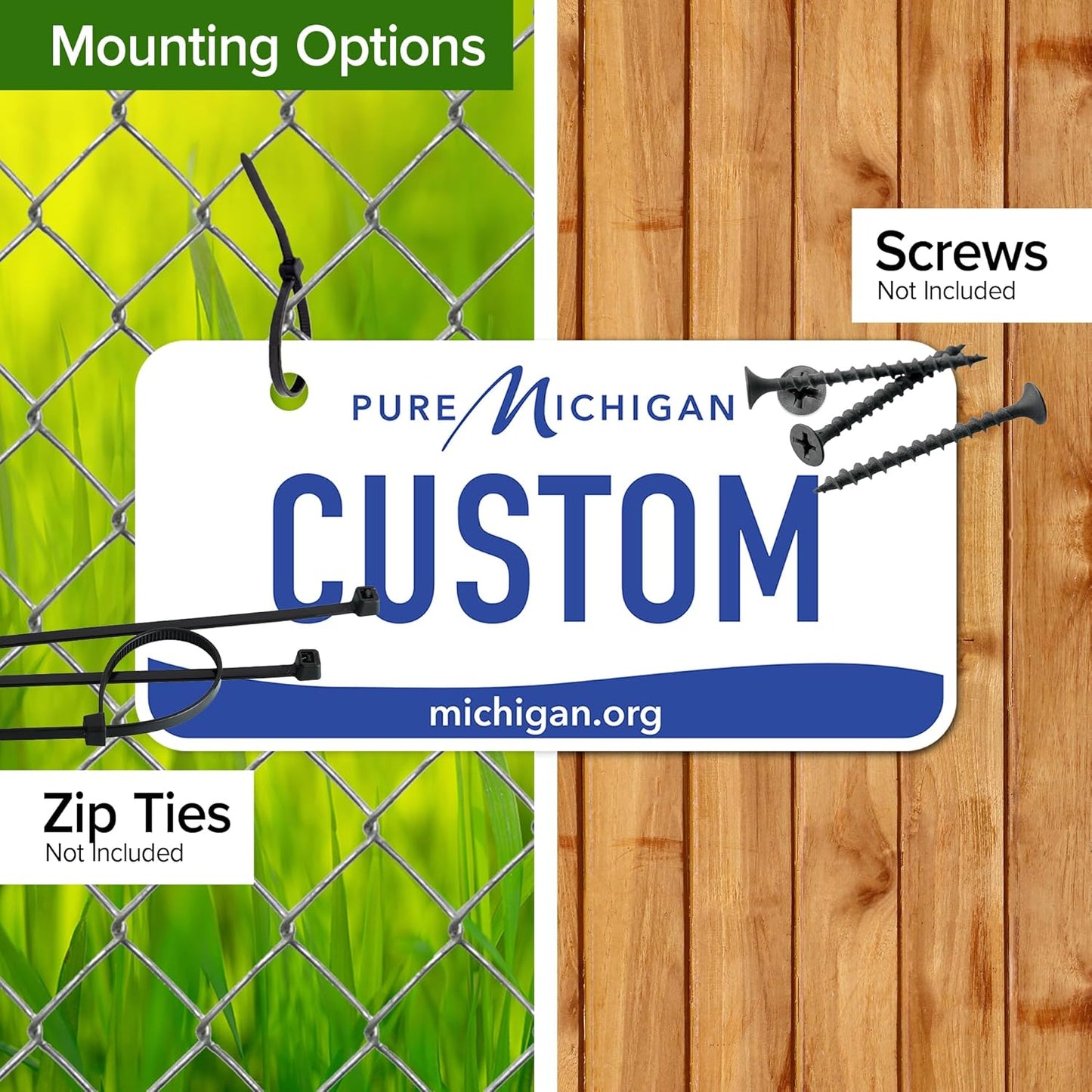 Mini License Plates, Personalized License Plates, Custom for Car, Bikes, ATV, Kids Car, Golf Cart, Jeep, 2x4 Inch, Rust-Free Fade Resistant Aluminum, USA Made by My Sign Center (Michigan)