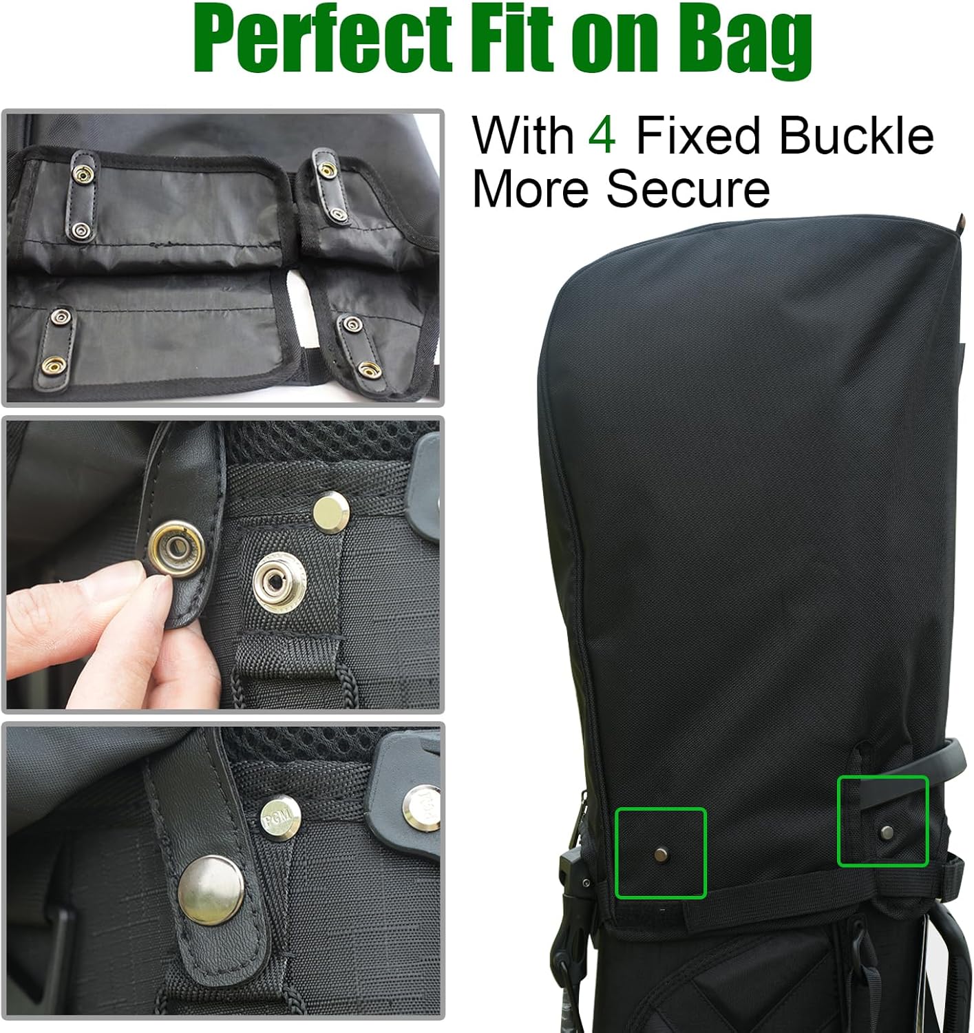 Golf Bag Rain Cover Hood with Snap Button, Universal 1680D Nylon Waterproof Material Dustproof Club Protector