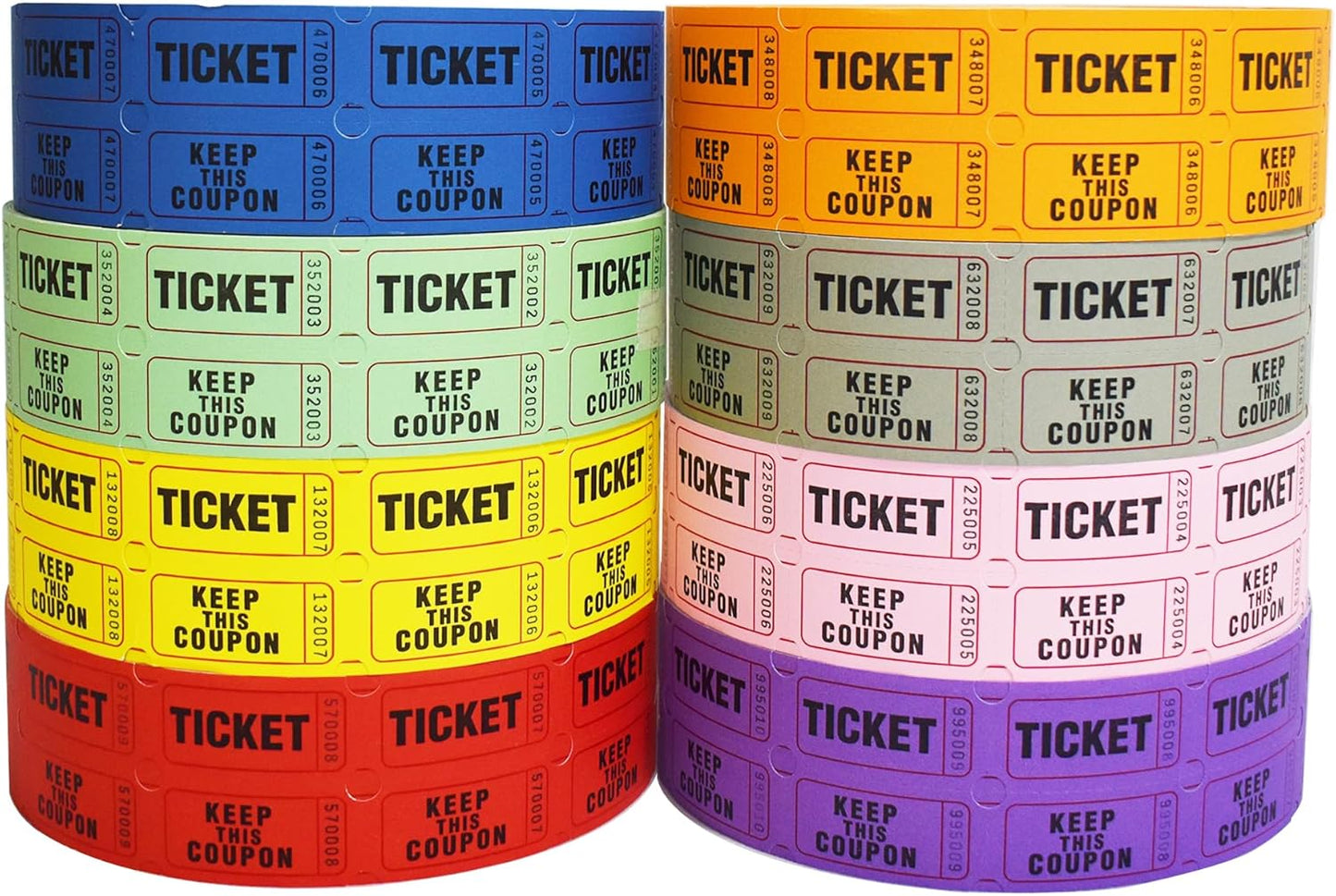 SEETOOOGAMES Raffle Tickets Double Roll - Full Set of 8 Colors, 2000 Tickets/Colors, 50/50 Raffle Tickets for Events