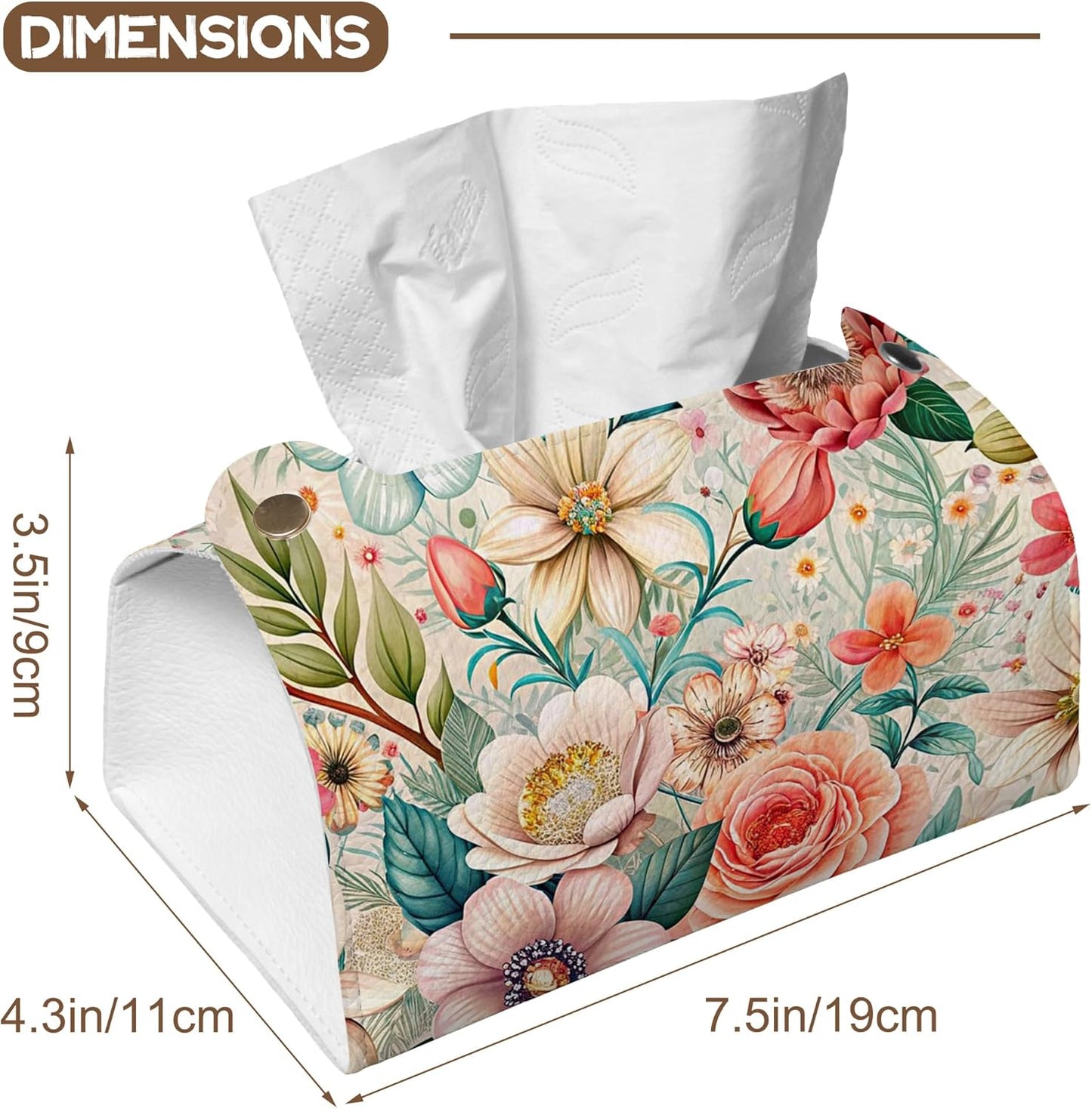 Colorful Floral Tissue Box Cover Holder – Rectangular Tissue Organizer, Decorative Napkin Box Case for Home, Office & Car