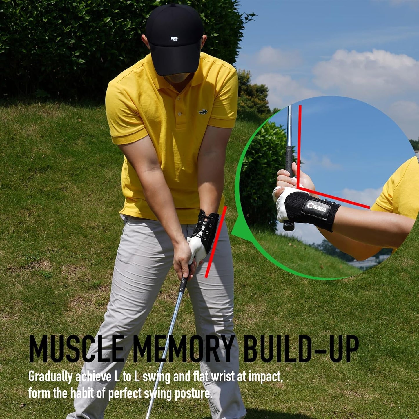 GAIARENA Golf Wrist Brace Wrist Hinge Swing Aid, Efficient Golf Swing Training Equipment to Correct Wrist’s Angle & Develop Muscle Memory for Beginner Golfers