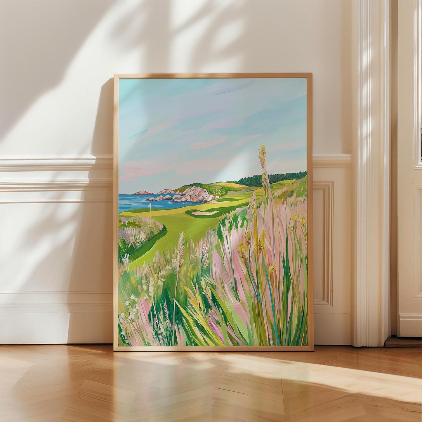 Golf Course Floral Pastel Art Print Posters - Premium Giclee Fine Art Prints - Golf Course Home Decor Posters, Golfer Art Prints for Home and Office Decor - Vintage Aesthetic, Ready to Frame