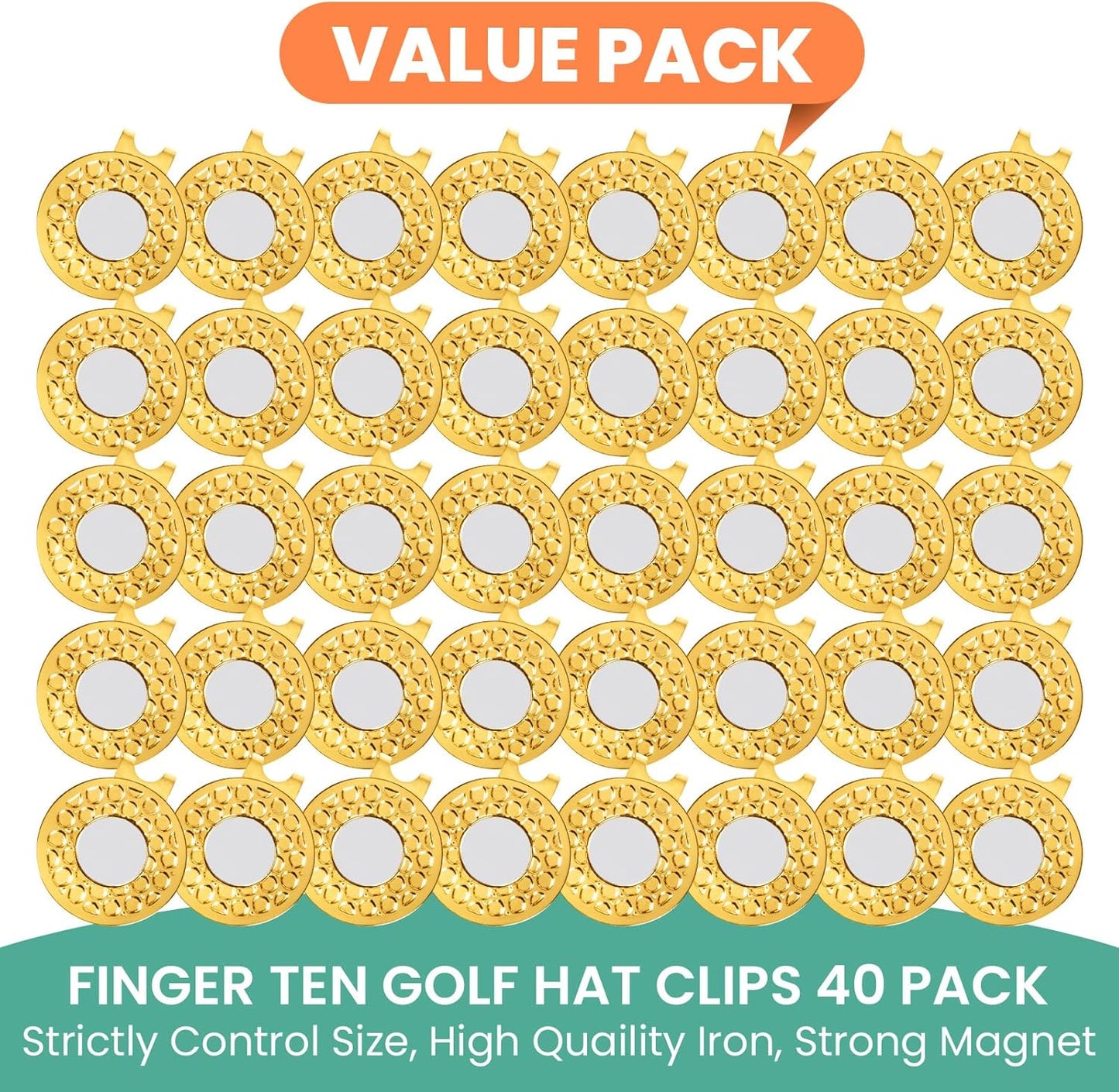 Amy Sport Strong Magnet Golf Ball Marker Hat Clip Value Pack 20/40, Compact & Durable Marker Holders Easily Attach to Golf Cap or Belt, Gold & Silver Accessories for Men Women Kids