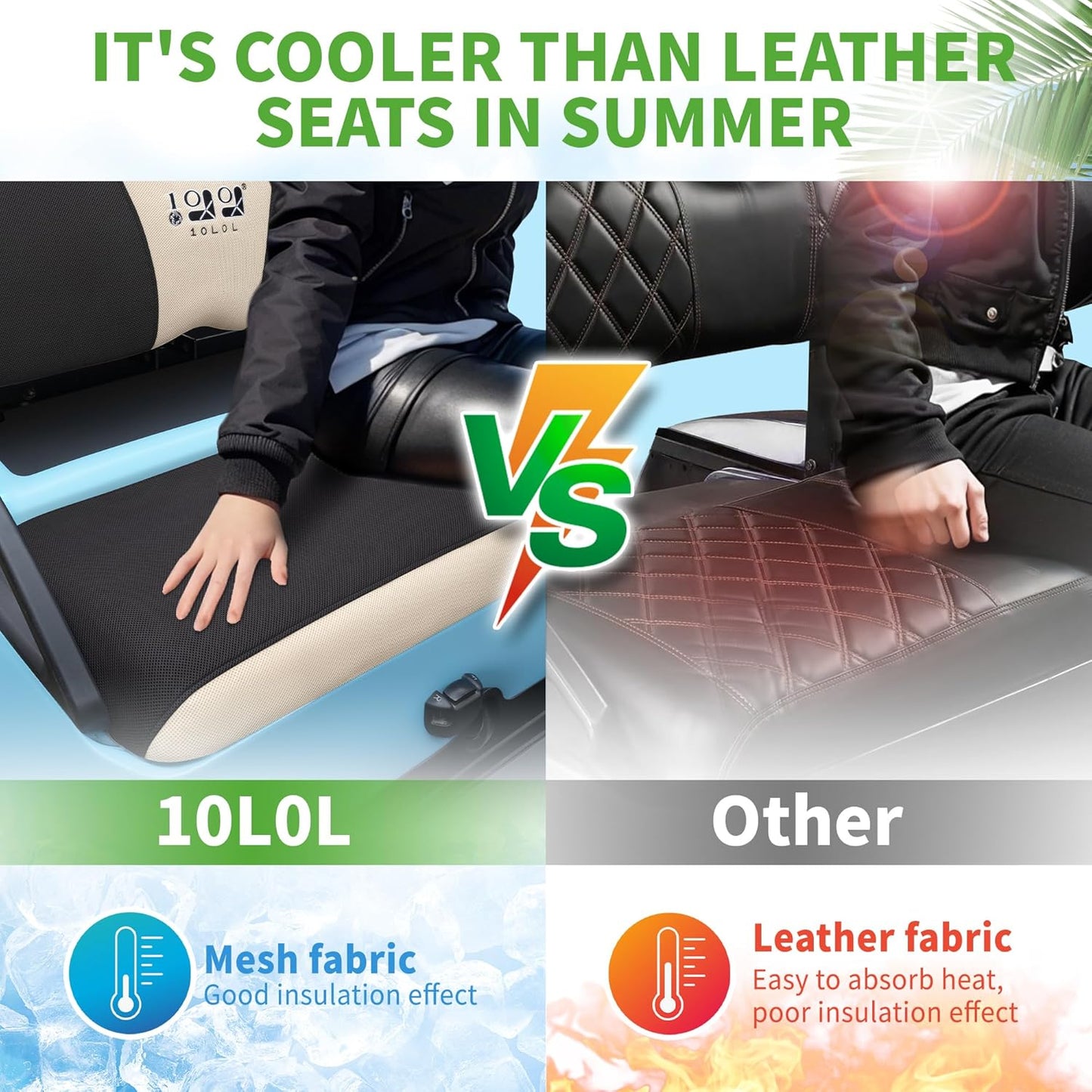 10L0L Golf Cart Seat Covers Universal for Yamaha Club Car Precedent Standard Front Seats, Breathable Mesh Bench Seat Cover, No Drilling Seat Cushion, All-Season Comfort Cool in Summer & Warm in Winter