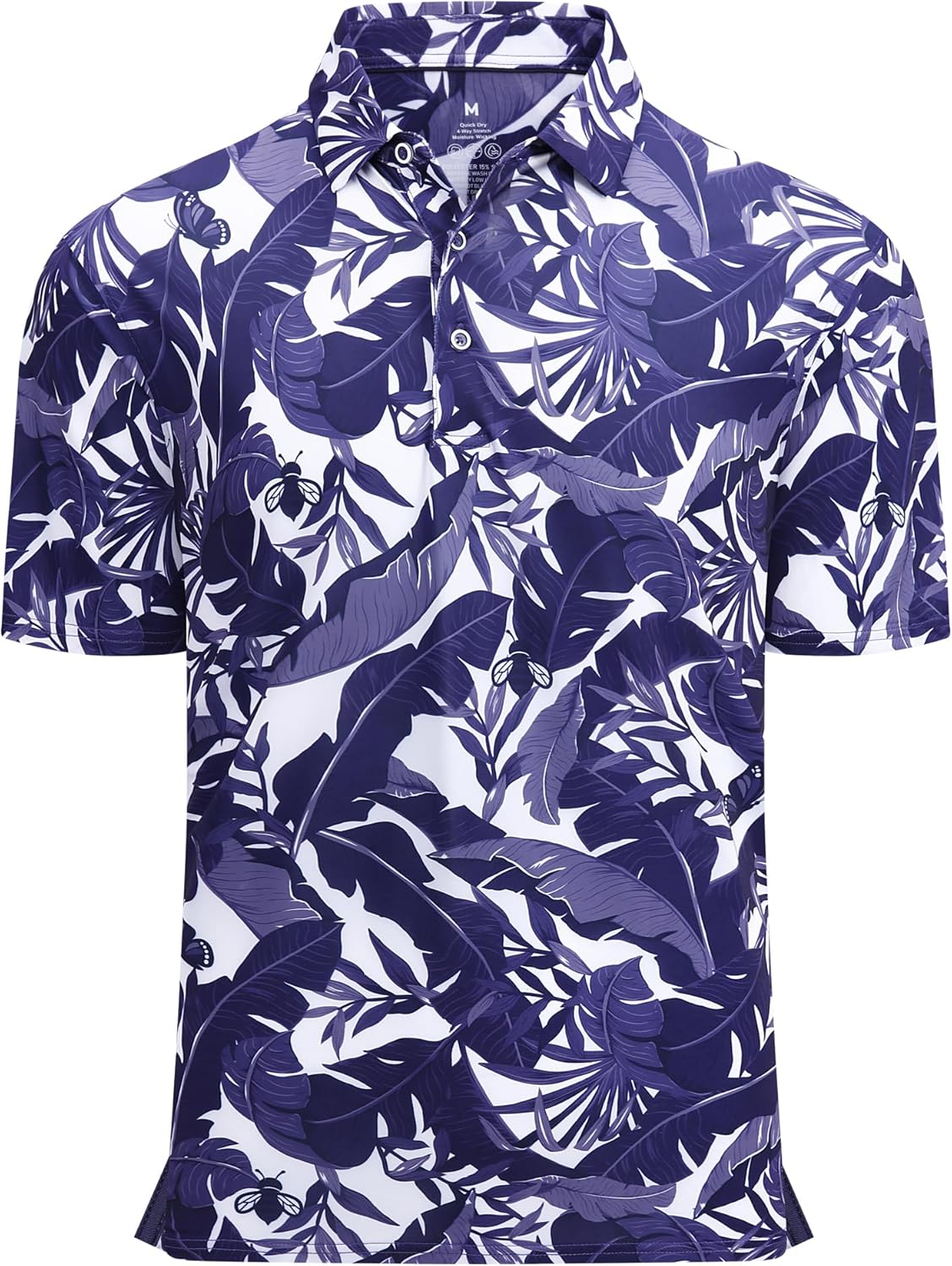 Alex Vando Mens Hawaiian Golf Shirt Moisture Wicking Digital Print Golf Shirts for Men