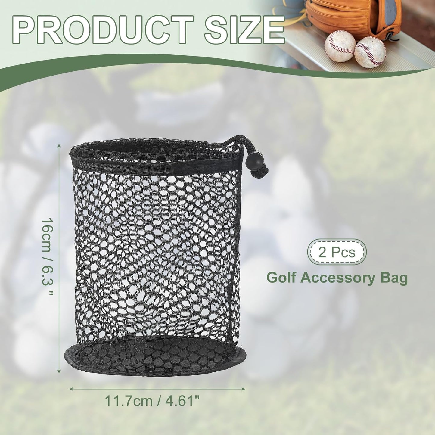Golf Ball Storage Bag Nylon Mesh Golf Pouch with Adjustable Drawstring Closure for Balls Outdoor Sports Supplies