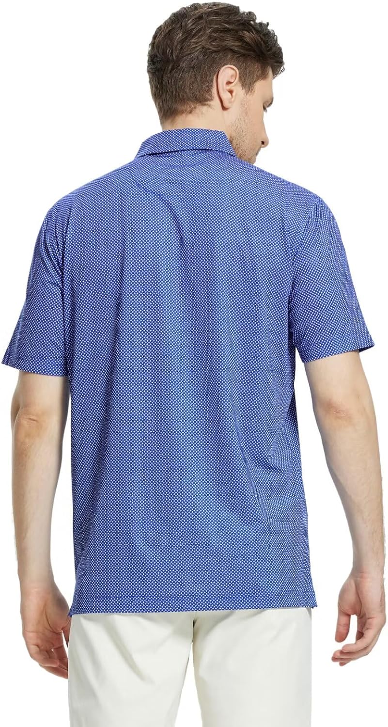 M MAELREG Mens Golf Shirt Short Sleeve Dry Fit Print Moisture Wicking Performance Patterns Collared Polo Shirt