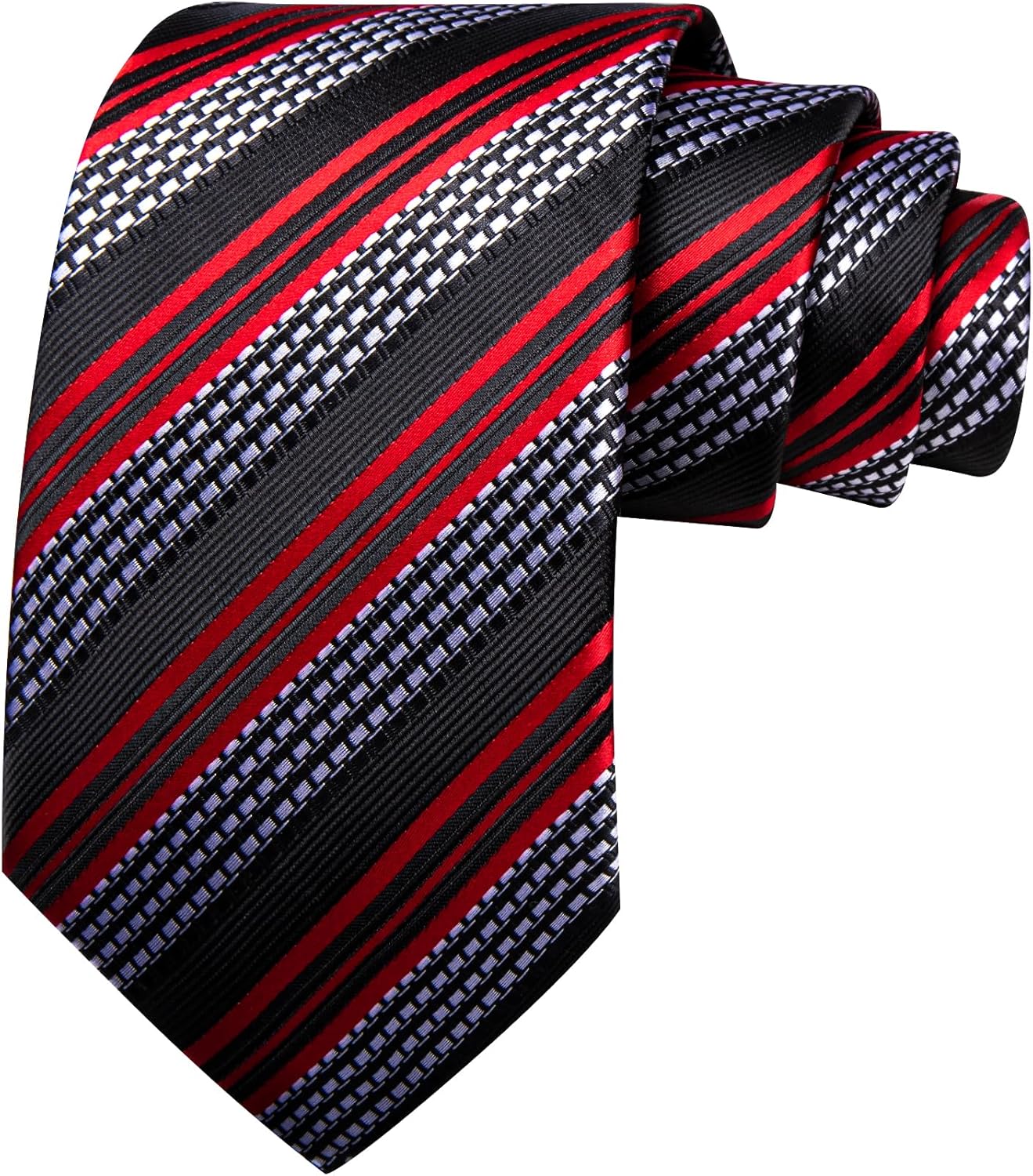 Barry.Wang Designer Classic Ties for Men Set Formal Pocket Square Cufflink Check Plaid