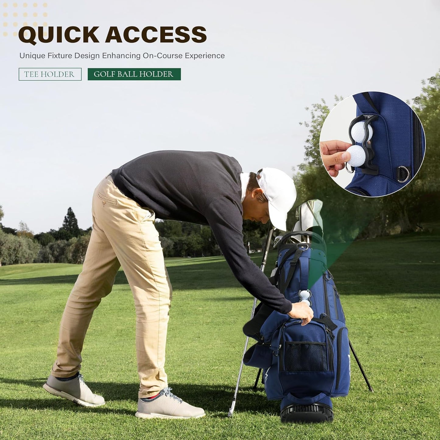 Golf Stand Bag with 7 Way Top Dividers, Lightweight Golf Bags for Men Women with Multiple Pockets, Dual Straps